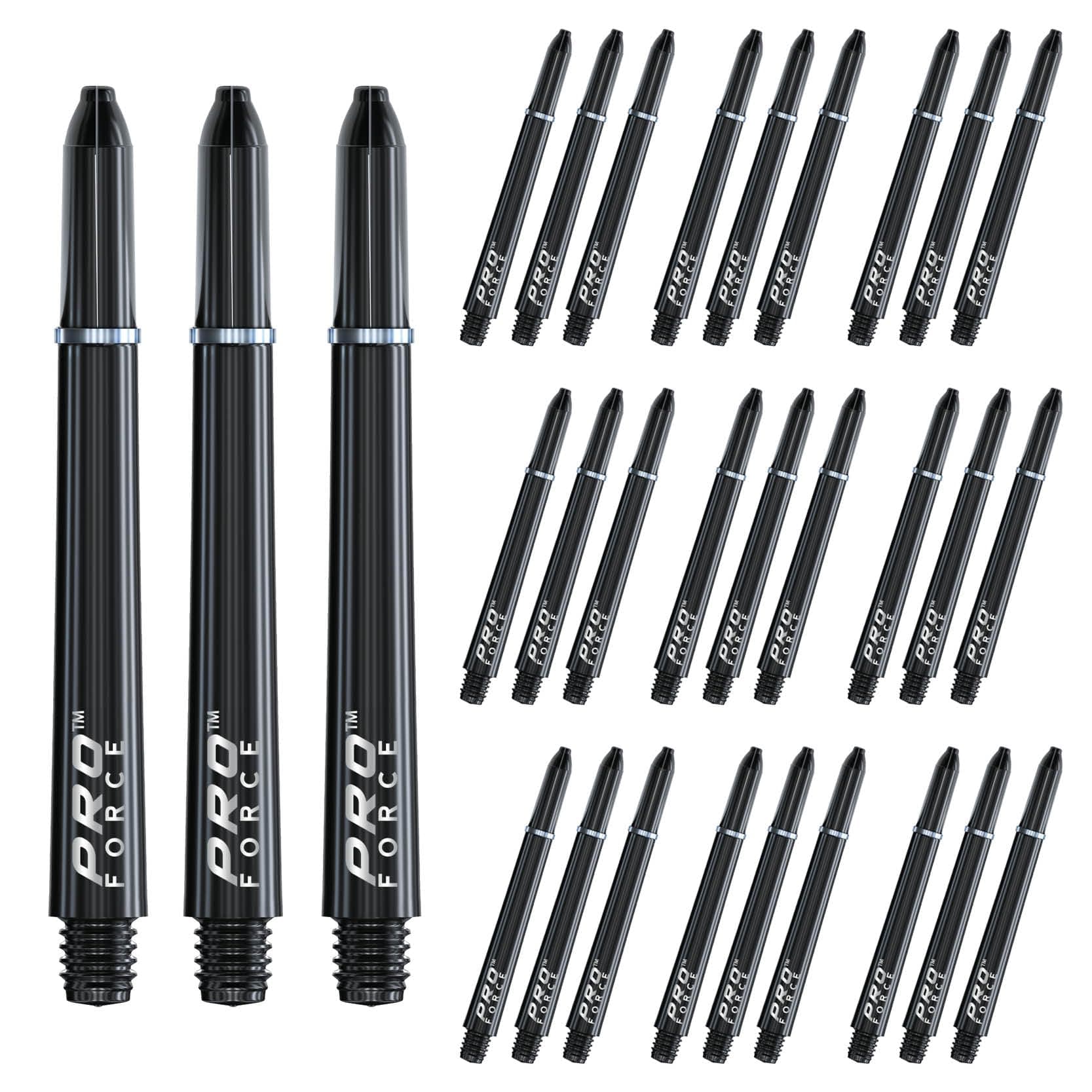 WINMAU Pro-Force Black Medium Nylon Ring Grip Dart Stems (Shafts) - 10 sets per pack (30 dart stems in total)
