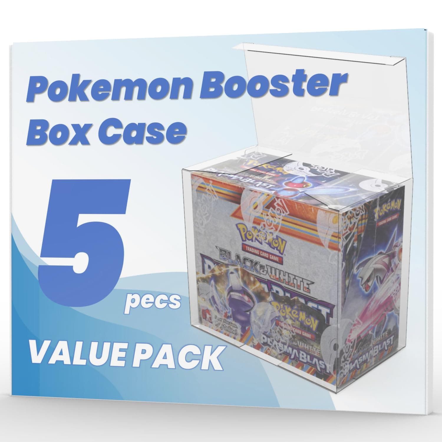 Booster Box Case (5pack) - Clear Storage Box for Pokemon Booster Box, 0.50mm Thick, 5.5 x 3.2 x 4.8 inches, 5 Count