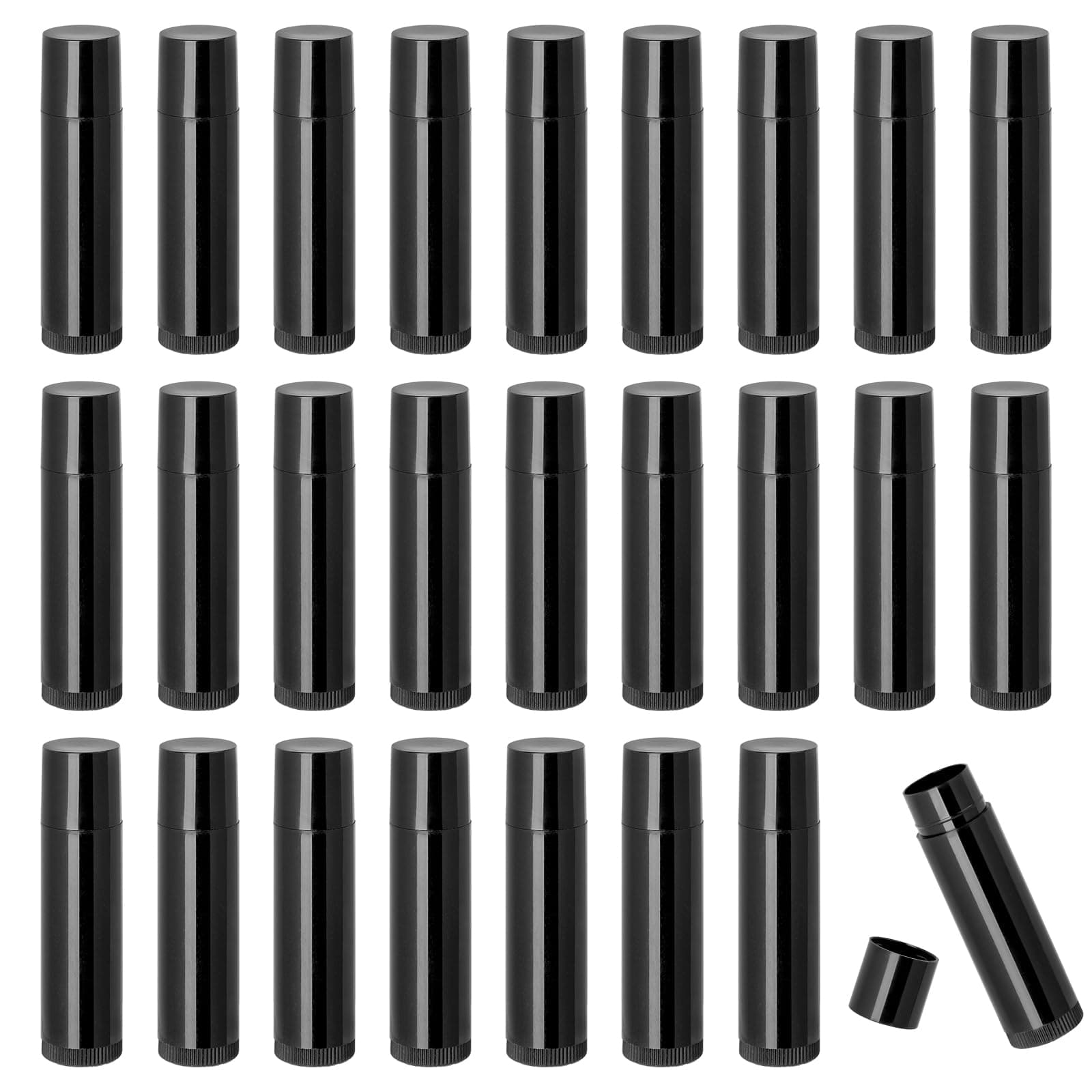 Lip Balm Containers, 25 pcs Empty Lip Balm Tubes, Reuseable Plastic Lipstick Containers Refillable with Cap for DIY Homemade Lip Balm (black, 5g)