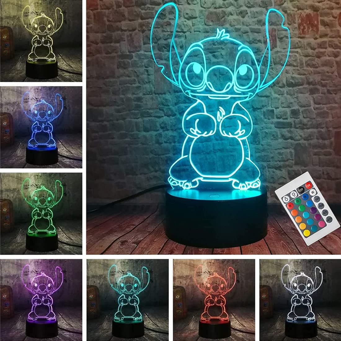 LOUHH Stitch Night Light - 3D LED Intelligent Remote Control 16-Color Lamp for Children's Room Decoration and Holiday Gifts