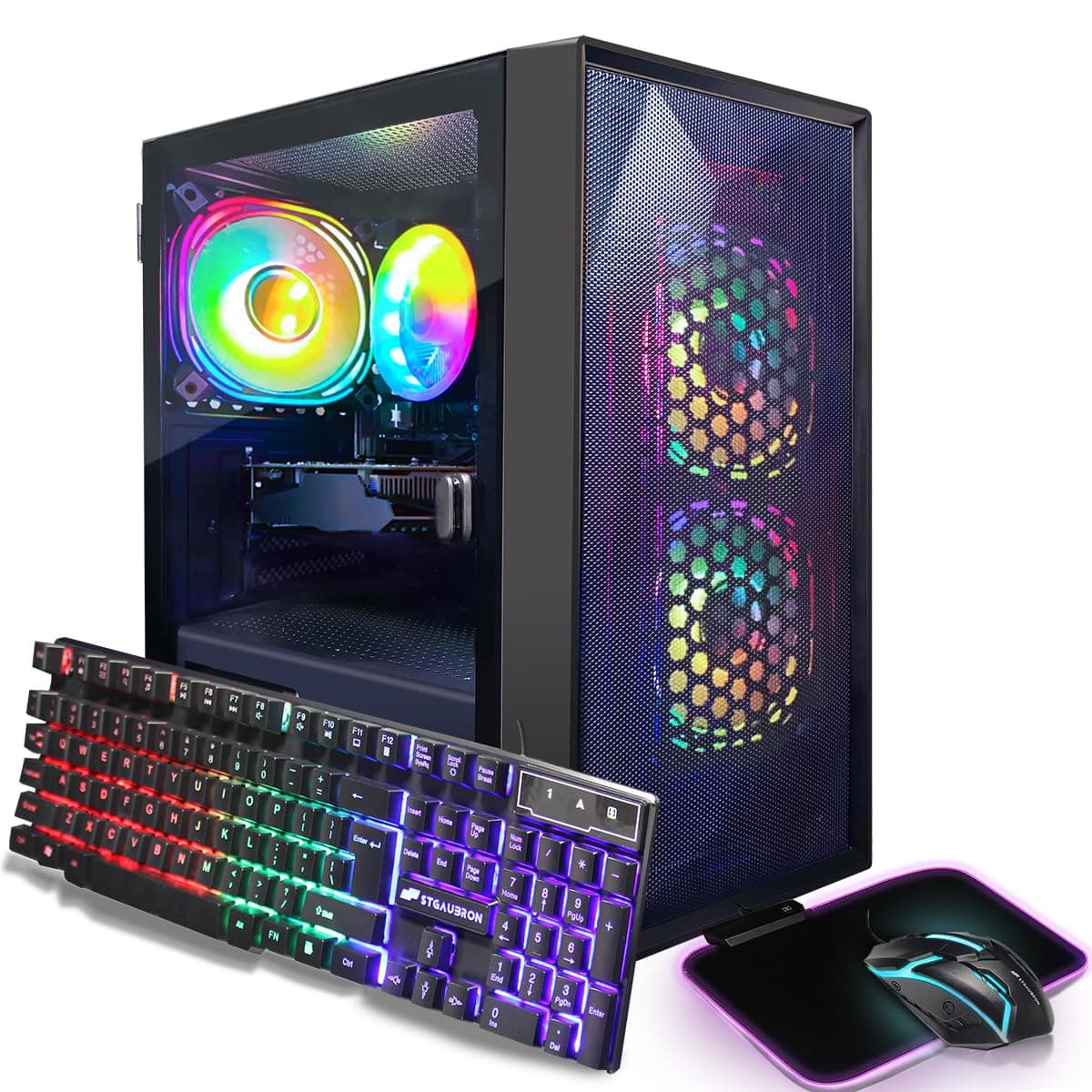 STGAubron Gaming PC Computer Desktop, Intel Core i5-8600 up to 4.3G, Radeon RX 550 4G,16G DDR4, 512G SSD, WiFi 6 5G, BT 5.2, RGB Fan x3, Windows 11 Home