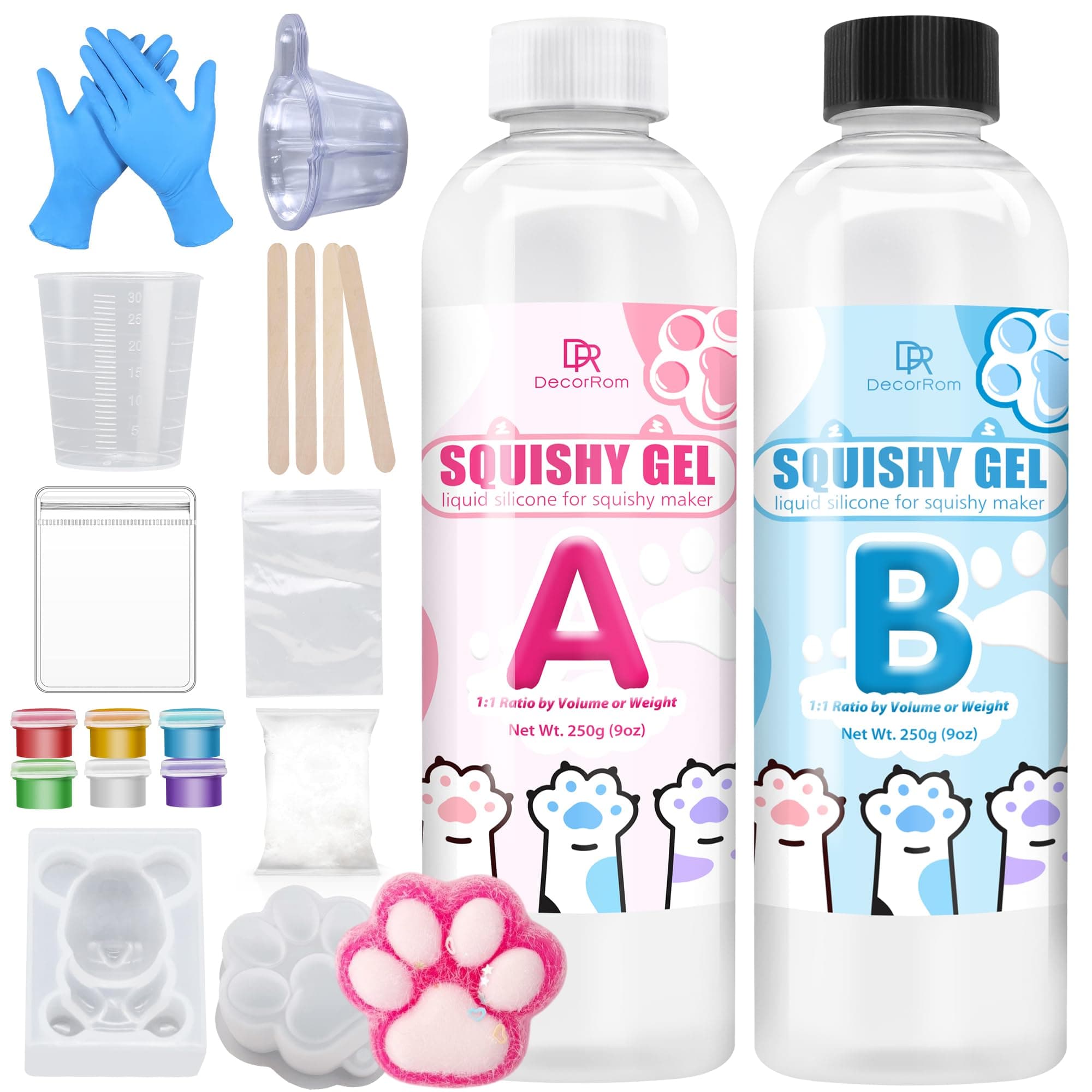 Gel for Taba Squishy Kit, 18oz Liquid Silicone Super Soft Fast Cure for Squishy Maker, All-in-1 Squishy Making Rubber for Cat Paw Casting Hamster Molding, Stress Relief Decompression Craft Adult Hobby