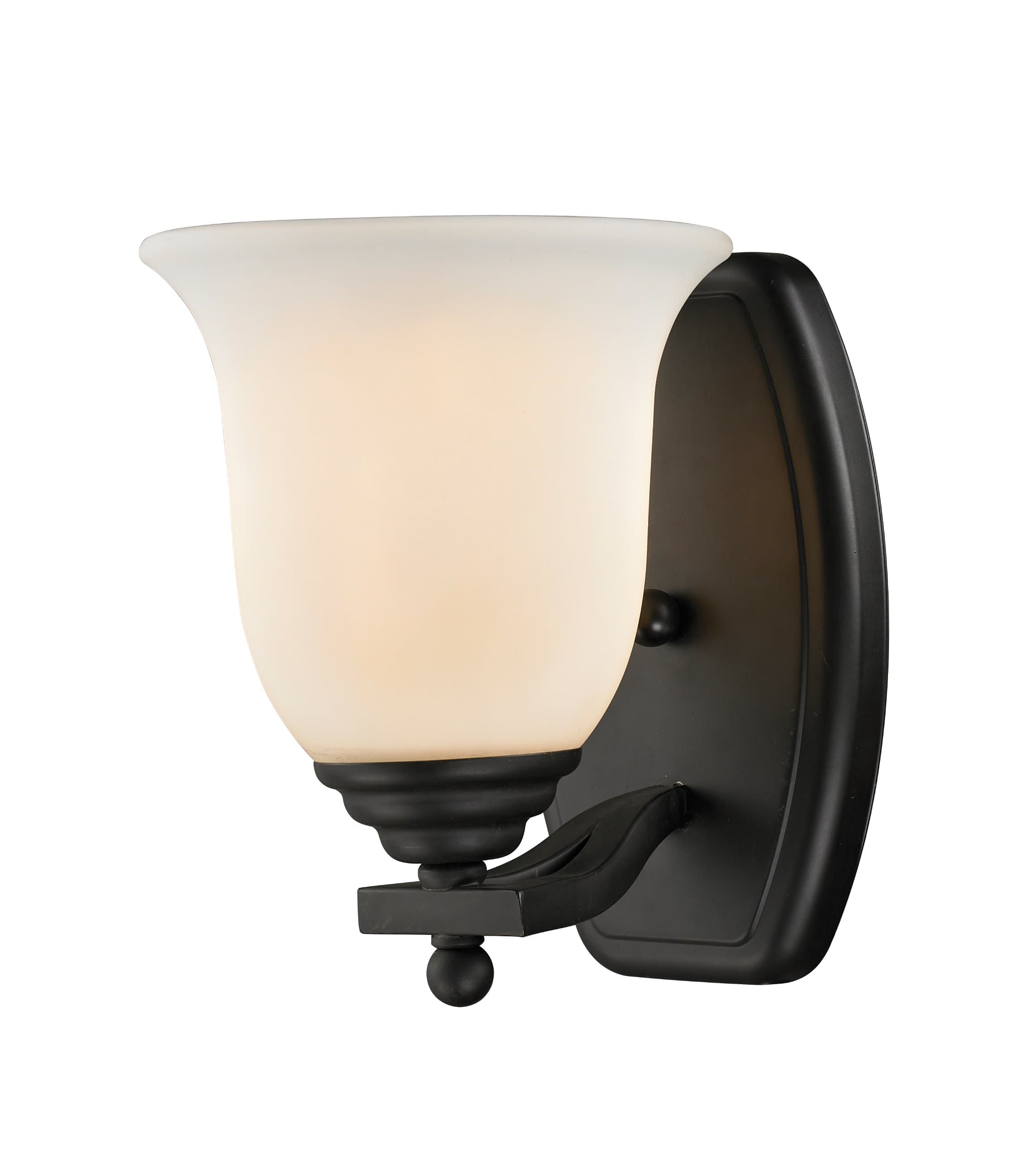 Z-Lite 703-1V-MB Lagoon One Light Vanity Light, Steel Frame, Matte Black Finish and Matte Opal Shade of Glass Material