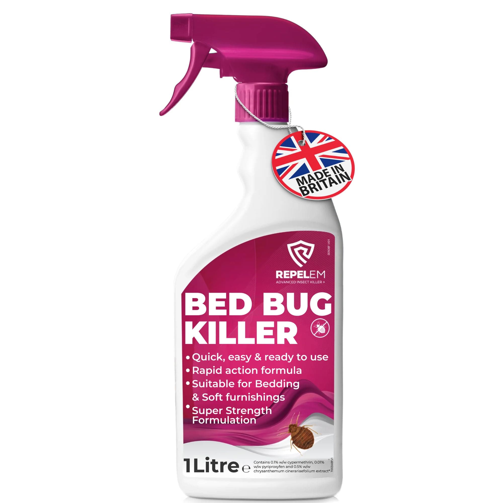 REPELEM Bed Bug Killer Spray - Large 1L Bed Bug Spray, Kills Bedbugs at All Life Stages, All in One Treatment for Use on Mattresses, Soft Furnishings & Around The Home