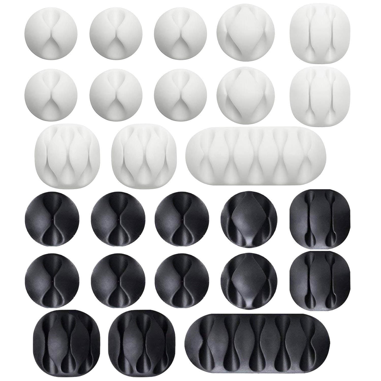 Viaky 26pcs Cable Clamps, Adjustable Cable Clip Strong Adhesive Cable Management Drop Wire Holder Car Cable Organizer Desk Wall Cord Clips(Black&White)