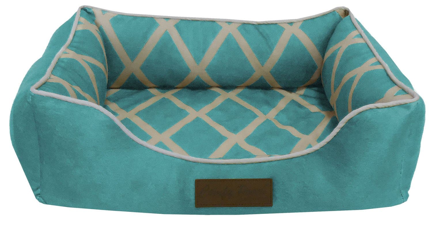 Aqua Blue Solid Diamond Dog Cat Pet Bed Soft Fleece Cushion Bolster Nesting Sleeping Bed 16" x 20"