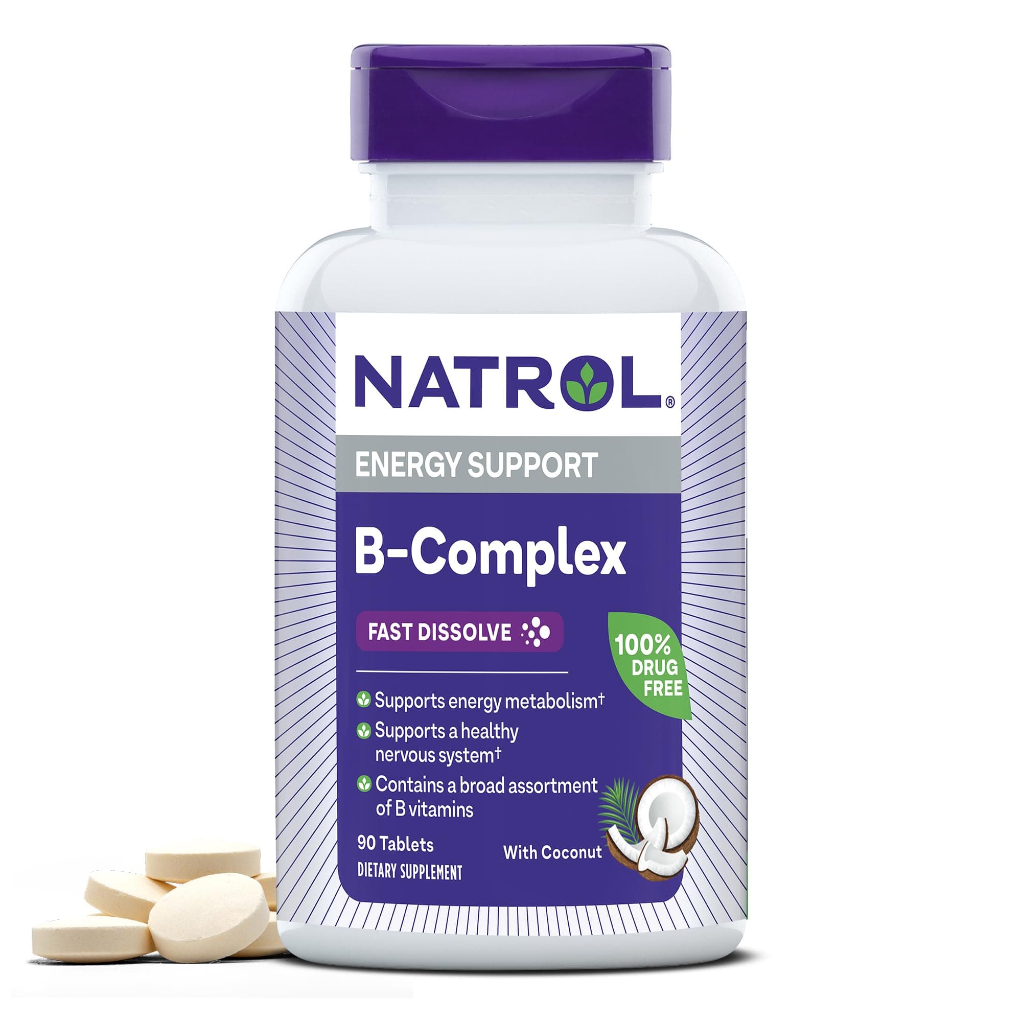 Natrol B Complex Fast Dissolve Tablets Coconut Flavor Count 90