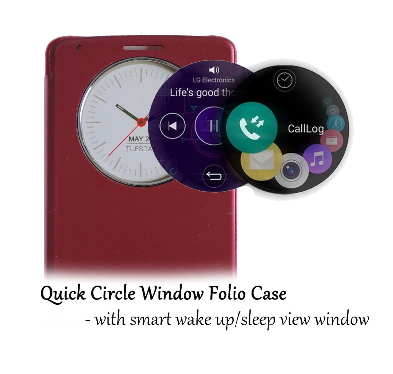 LG G3 [Wine] [Quick Circle View] Back Cover PU Leather Case Flip Cover For LG Optimus G 3