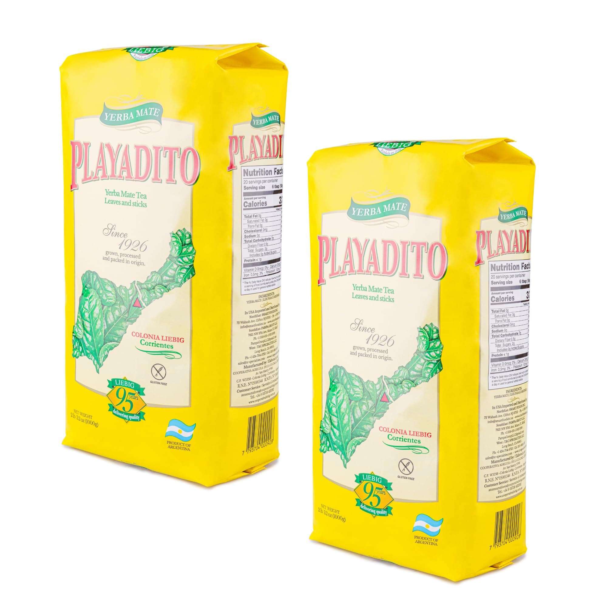 Yerba Mate Playadito 1 kg. | 2.2 lbs. - 2 Pack.