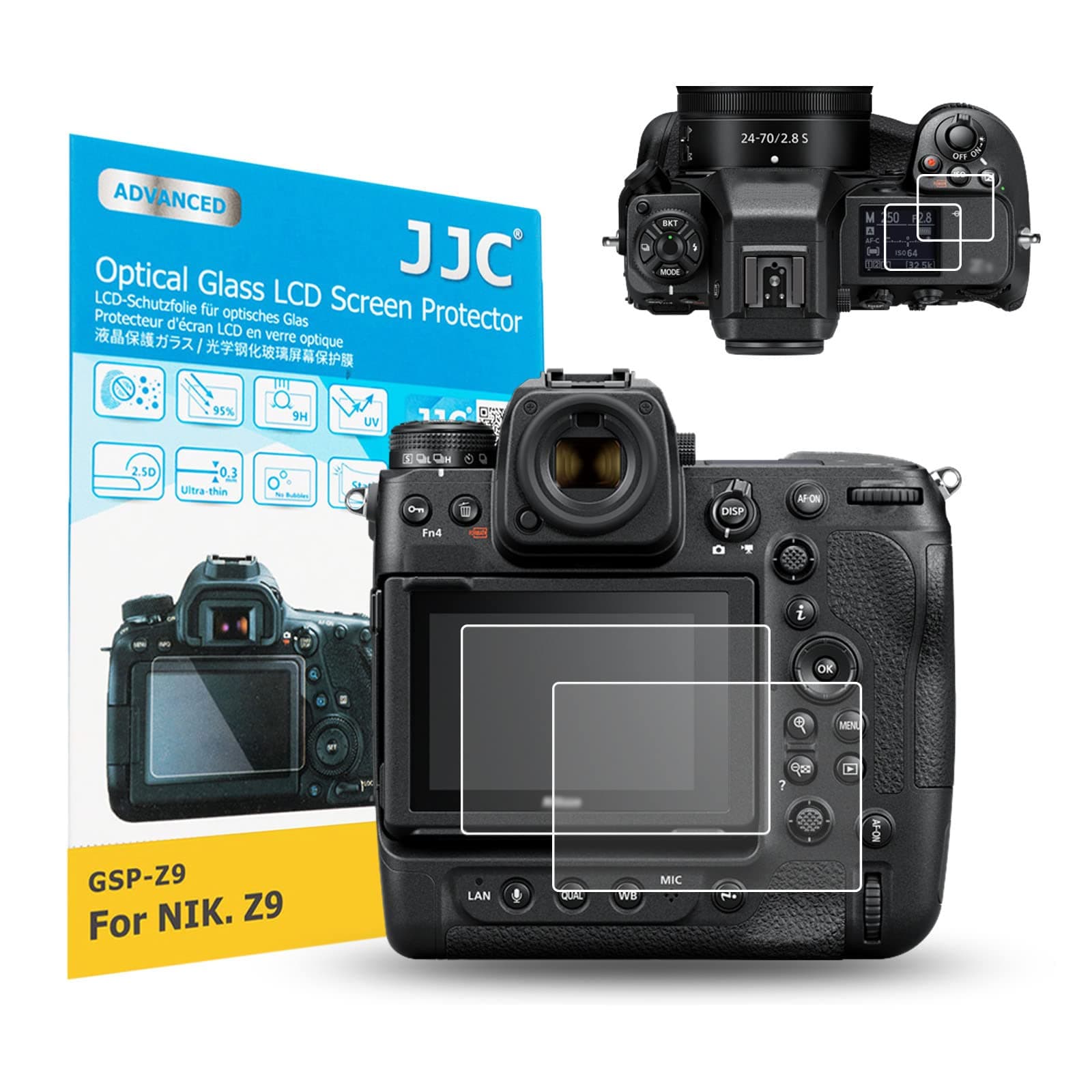 Kiorafoto 2 Pack Camera Screen Protector for Nikon Z9 Z8 Z 8 Z 9 Camera, Ultra-Thin Anti-Scratch Anti-Fingerprint 9H Hardness Tough HD Clear Tempered Glass Protector Film