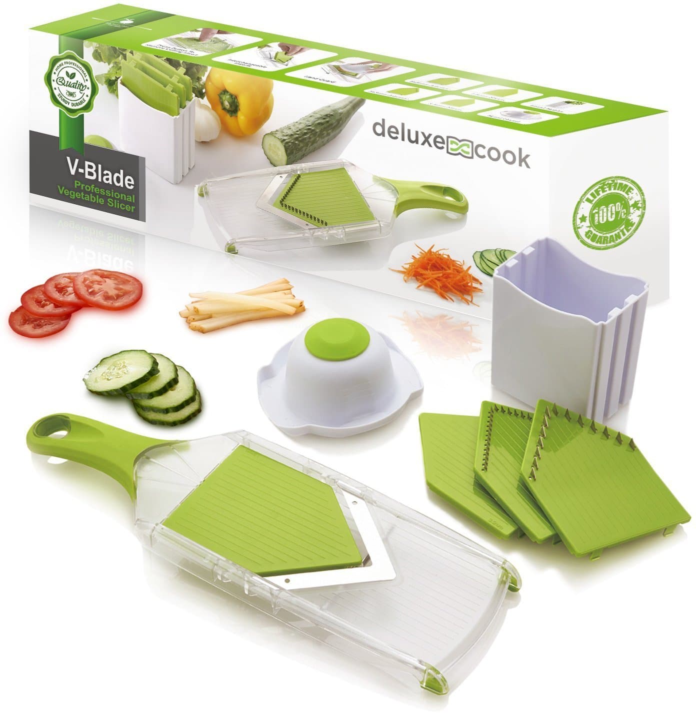 V-Blade Mandoline Slicer - Light, Compact, Easy to Use & Clean - Vegetable Slicer - French Fry Cutter - Potato Chip Slicer - Julienne Tool - Plus FREE Recipe eBook