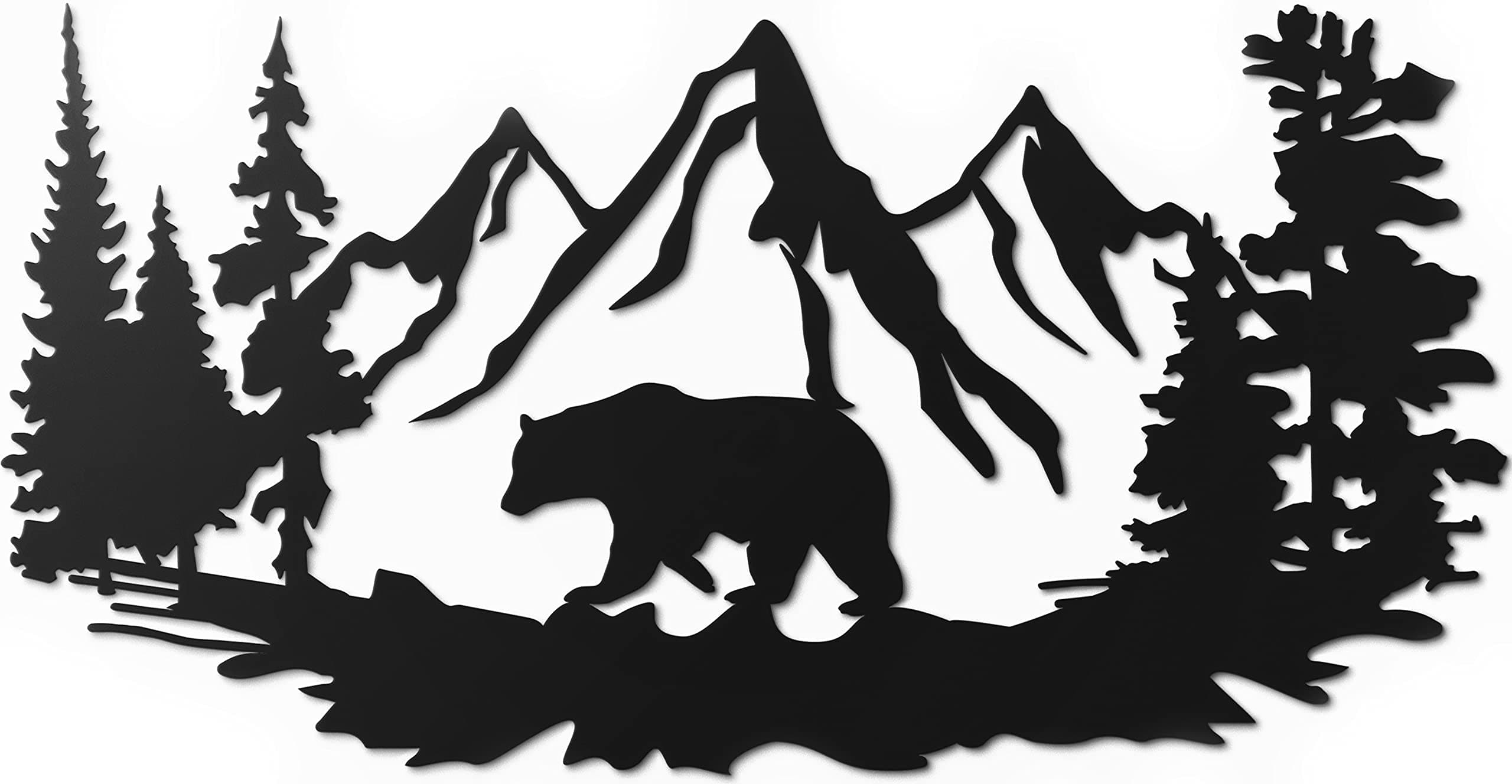 Vivegate Bear Wall Decor – 17.5”X9” Bear Wall Art Decorations for Cabin Hunting Pine Tree Cabin Lodge Metal Wall Decor