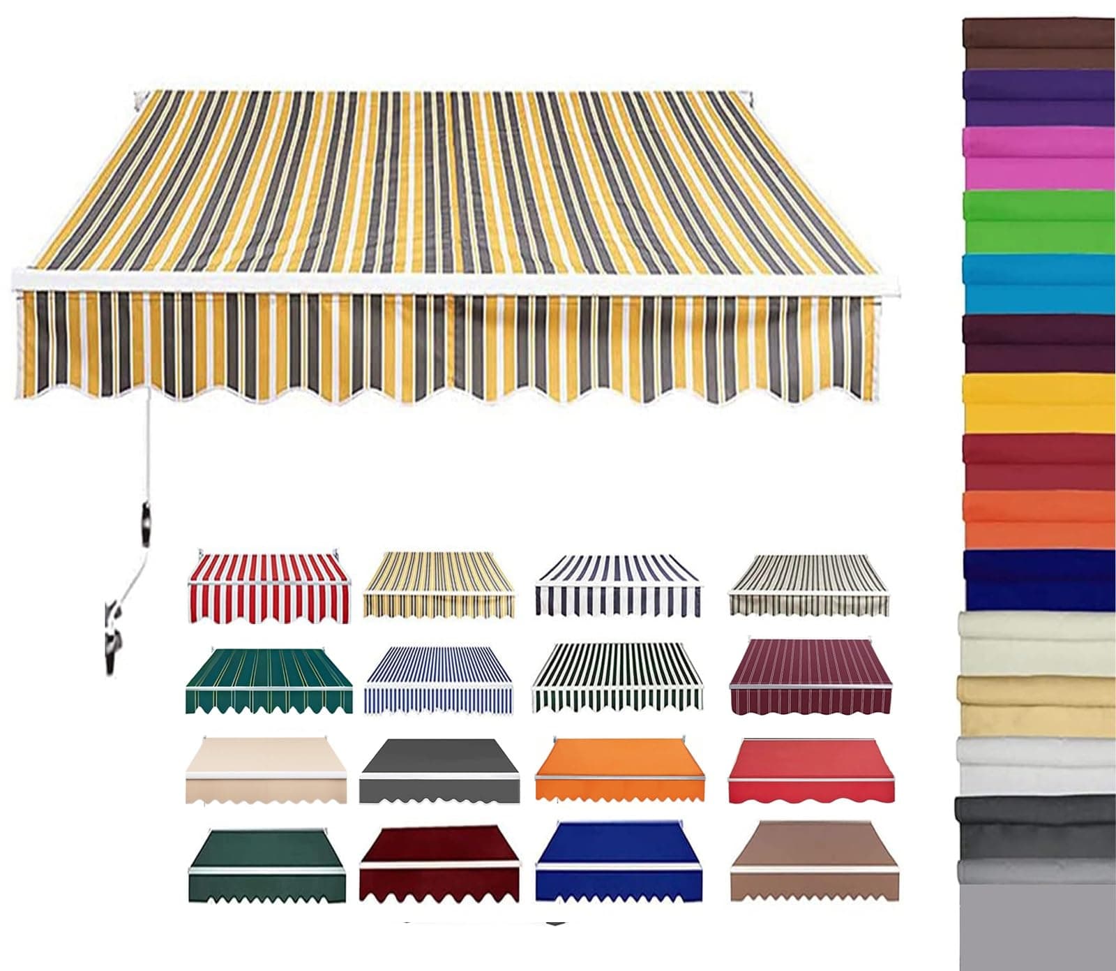 Retractable Patio Awning Replacement Fabric (Without Frame) Waterproof Shade Sun Shade Awning Cover Outdoor Patio Canopy Sunsetter Deck Awnings Polyester(A,(10x6.5ft) 3x2m)