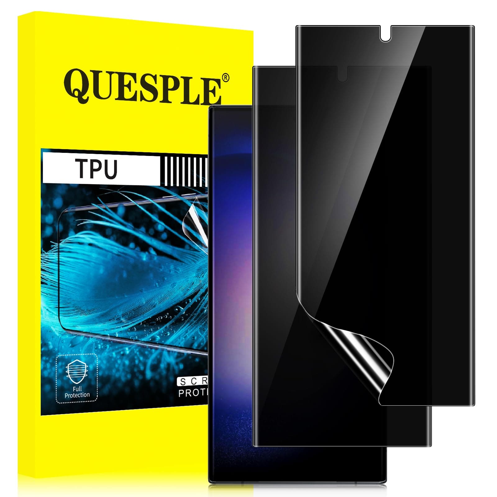 for Samsung Galaxy S23 Ultra Privacy Screen Protector [2 Pack], Anti-Spy Support Fingerprint Unlock Galaxy S23 Ultra Screen Protector Film, Full Coverage Flexible TPU Protector