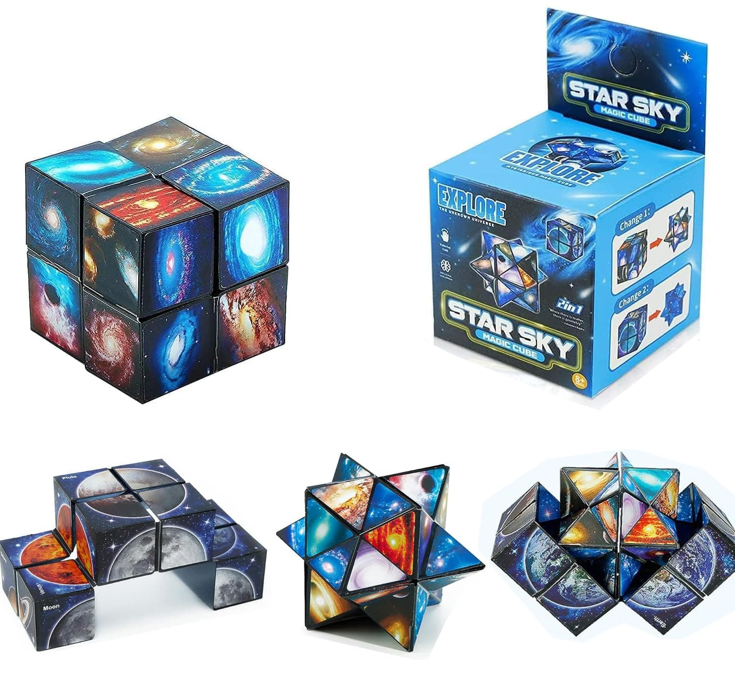 ERHUOStar Cube Set, 2-in-1 Magic Star Cube, 3D Puzzle Cube, Speed Cube, Transforming Cubes, Creative Decompression Magic Puzzle Cubes for Children and Adults