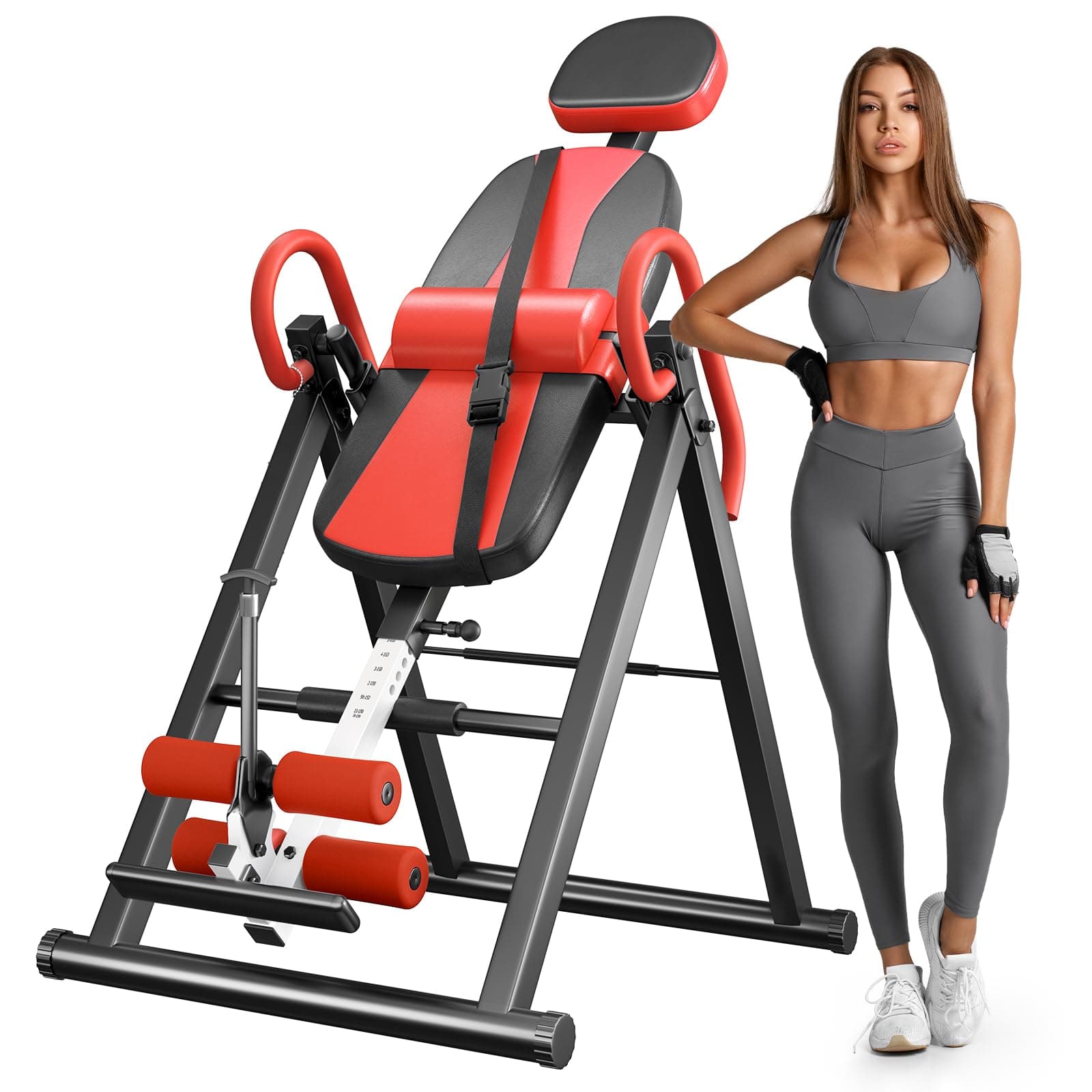 Gravity Heavy Duty Inversion Table with Headrest & Adjustable Protective Belt Back Stretcher Machine for Pain Relief Therapy