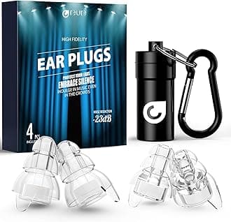 High Fidelity Concert Ear Plugs, Noise Cancelling Silicone Ear Plugs 2 Pairs Great for Concerts Loud Music, Musicians, Motorcycles, Airplanes, Raves, Hearing Protection -23 dB