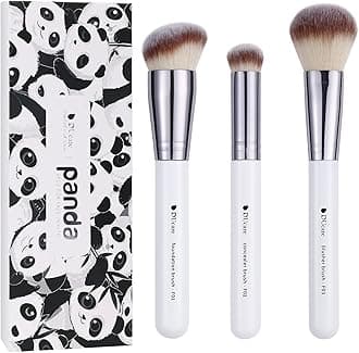 DUcare Makeup Kabuki Brushes 3Pcs Foundation Brush& Concealer Brush& Blusher Brush Face Blush Bronzer Travel Buffing Stippling Contour Liquid Blending Makeup brush set Black