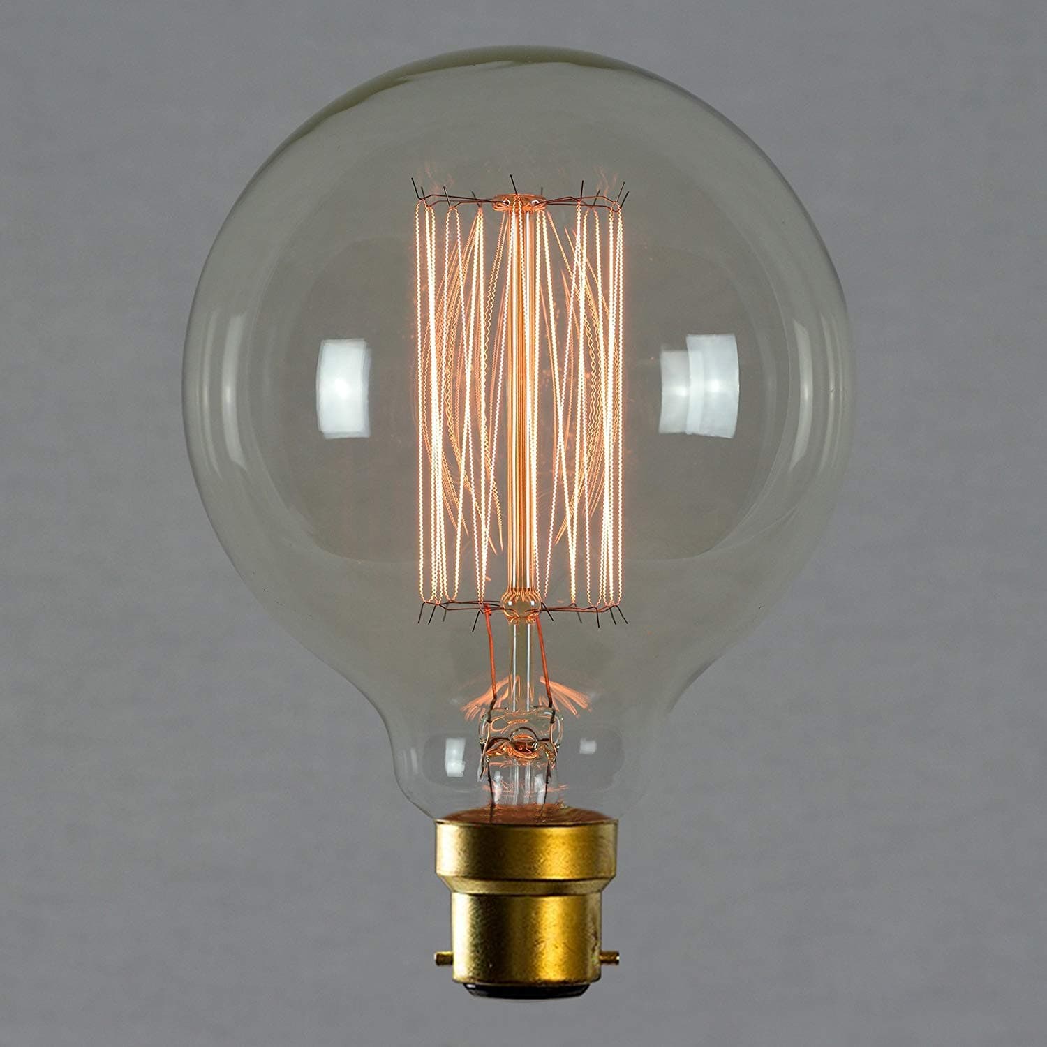 Vintage Edison Globe Light Bulb 60Watt - Large Squirrel Cage Globe 125mm B22 BC Dimmable UK Stock (Globe125 B22 60W)