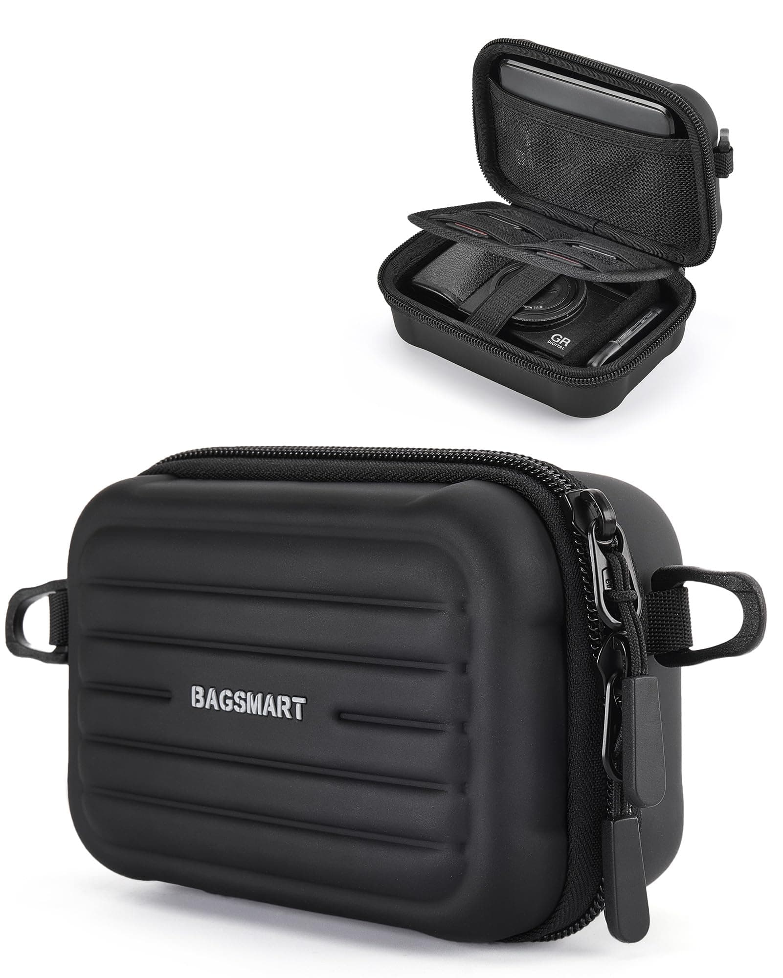 BAGSMART Digital Camera Case, Waterproof & Protective Small Camera Bag with 2 Carrying Ways, Lightweight camera sling bag for Canon PowerShot ELPH 180/190 / Sony DSCW800/DSCW830 - Black