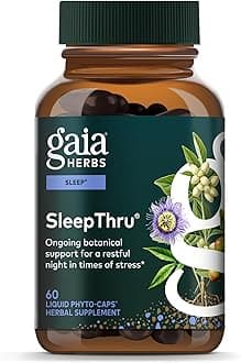 Gaia Herbs SleepThru - Sleep Support Supplement with Ashwagandha Root, Magnolia Bark, Passionflower & Jujube Date* - 60 Vegan Liquid Phyto-Caps (30 Servings)