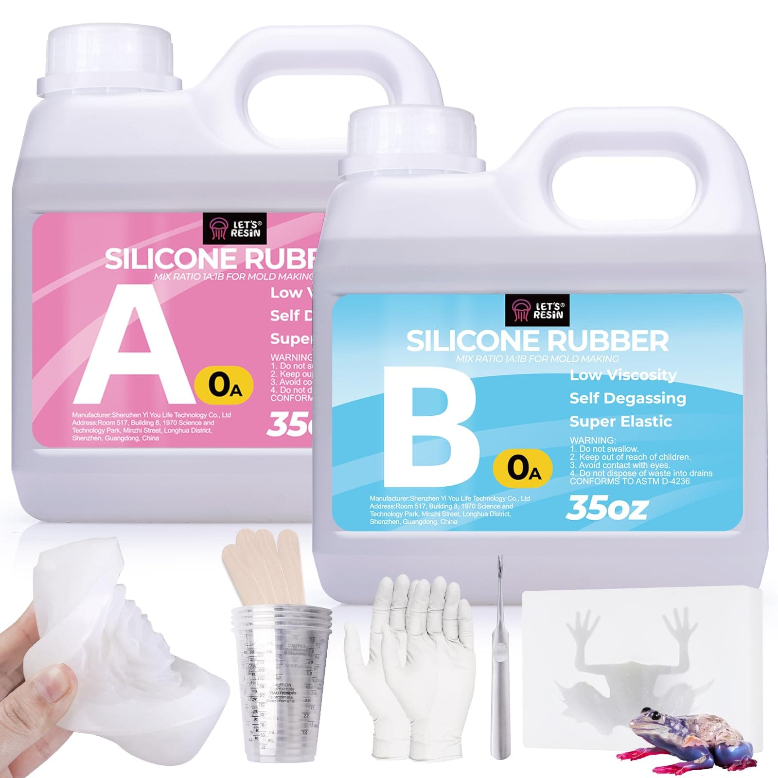 Silicone Mold Making Kit 0A, Extra Soft & Elastic Molding Silicone 70.5oz, Liquid Silicone for Mold Making Platinum Cure, Ideal for 3D Silicone Molds, Candle Molds, Soap Molds, Resin Molds