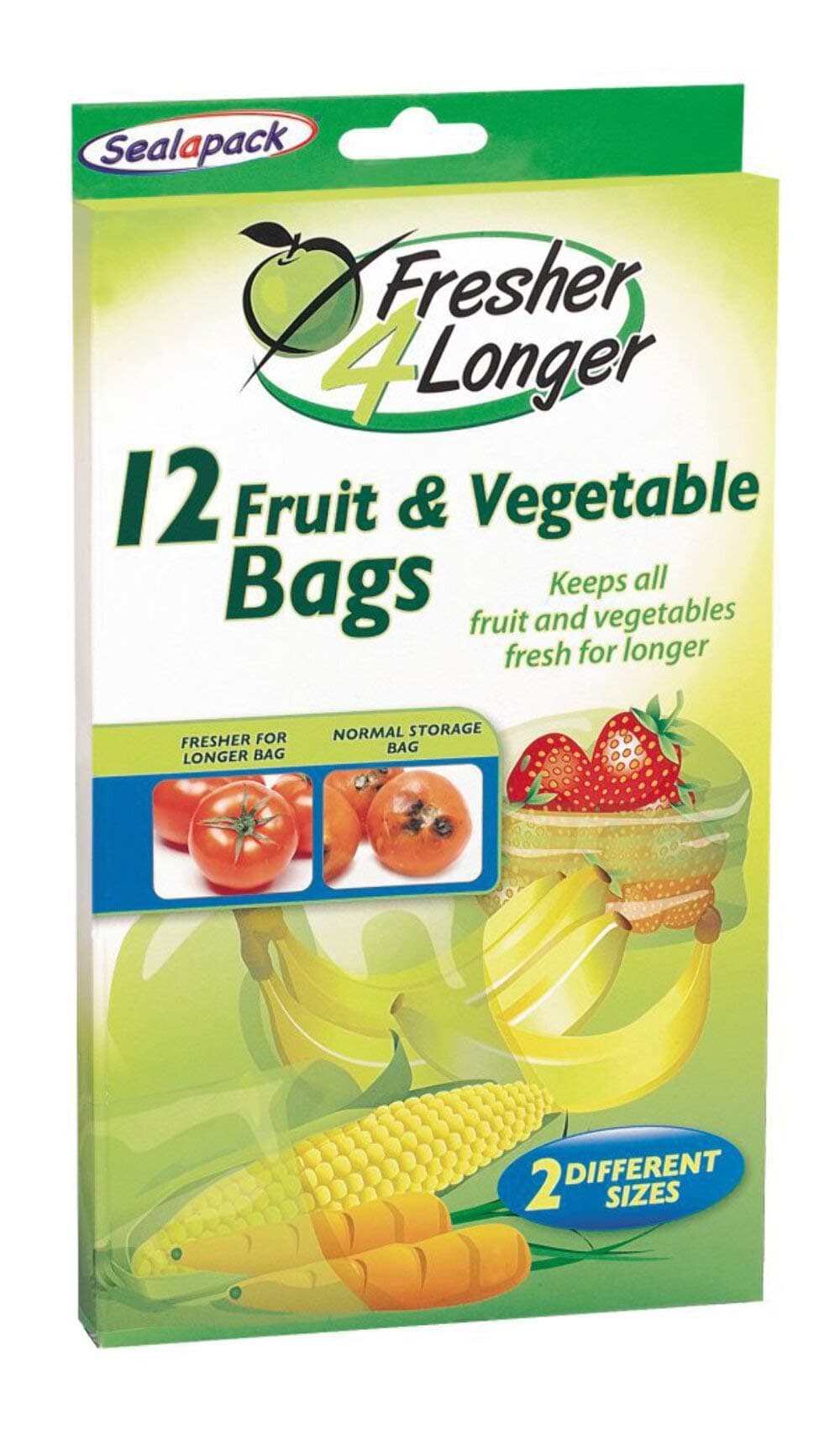 Sealapack Reusable Large Rectangular Clear Plastic Fresh For Longer Fruit & Veg Bags 12 Pk