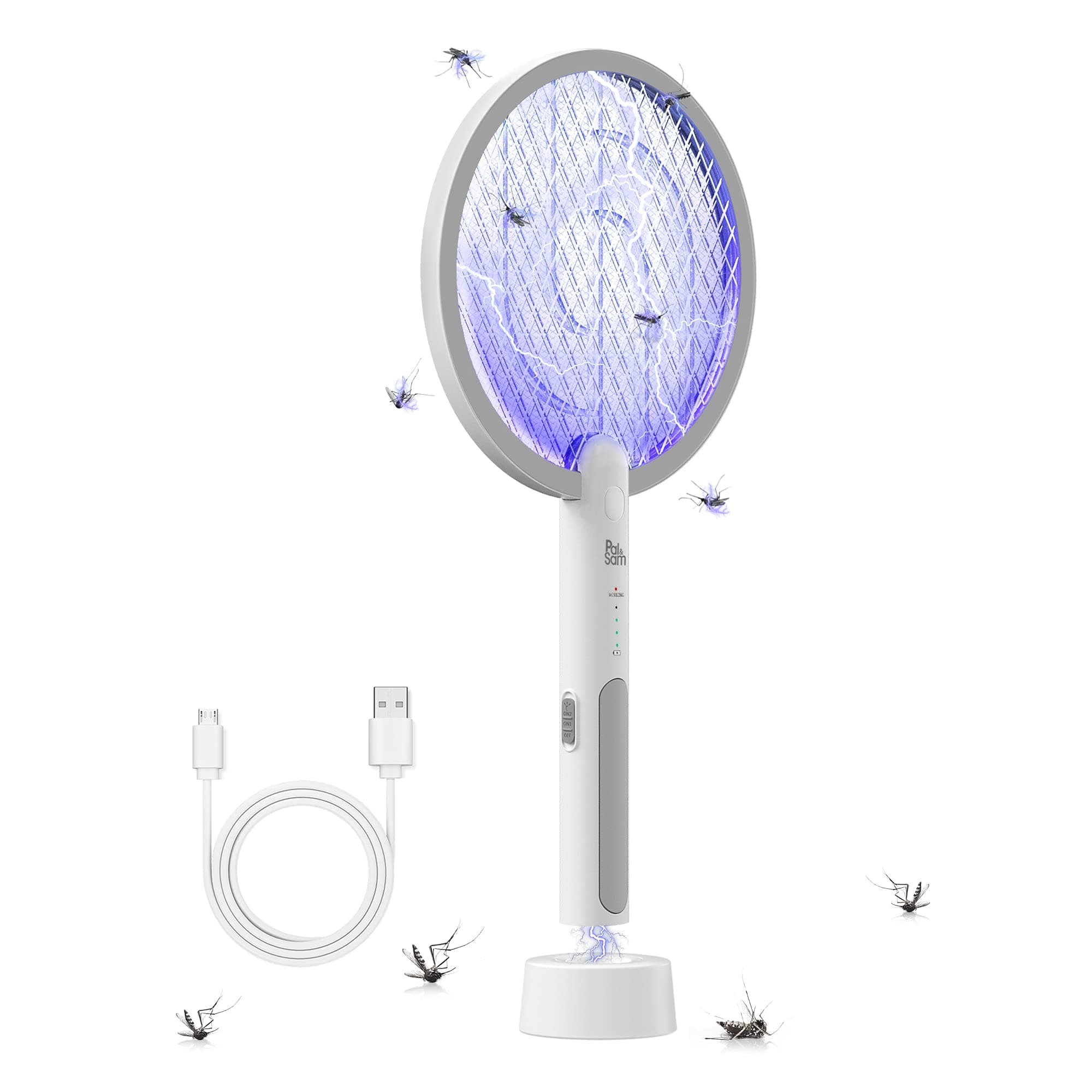 PAL&SAM Bug Zapper, Mosquito Killer USB/Rechargeable, Electric Fly Swatter Lamp & Racket 2 in 1 for Home, Bedroom, Kitchen, Patio (BZ02-2)