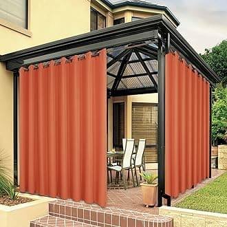 BONZER Waterproof Indoor/Outdoor Curtains for Patio Thick Privacy Wide Grommet Curtains for Bedroom, Living Room, Porch, Pergola, Cabana, 1 Panel, 110W x 95L inch, Mecca Orange