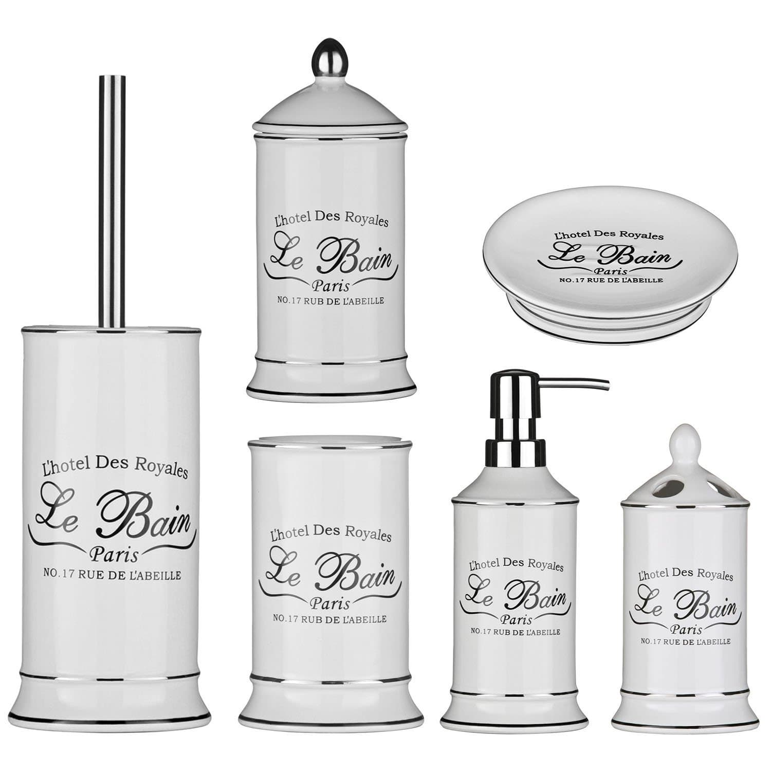 Get Goods 6pc Le Bain Set, Ceramic, White, 44 x 4 x 32 cm [Energy Class A]