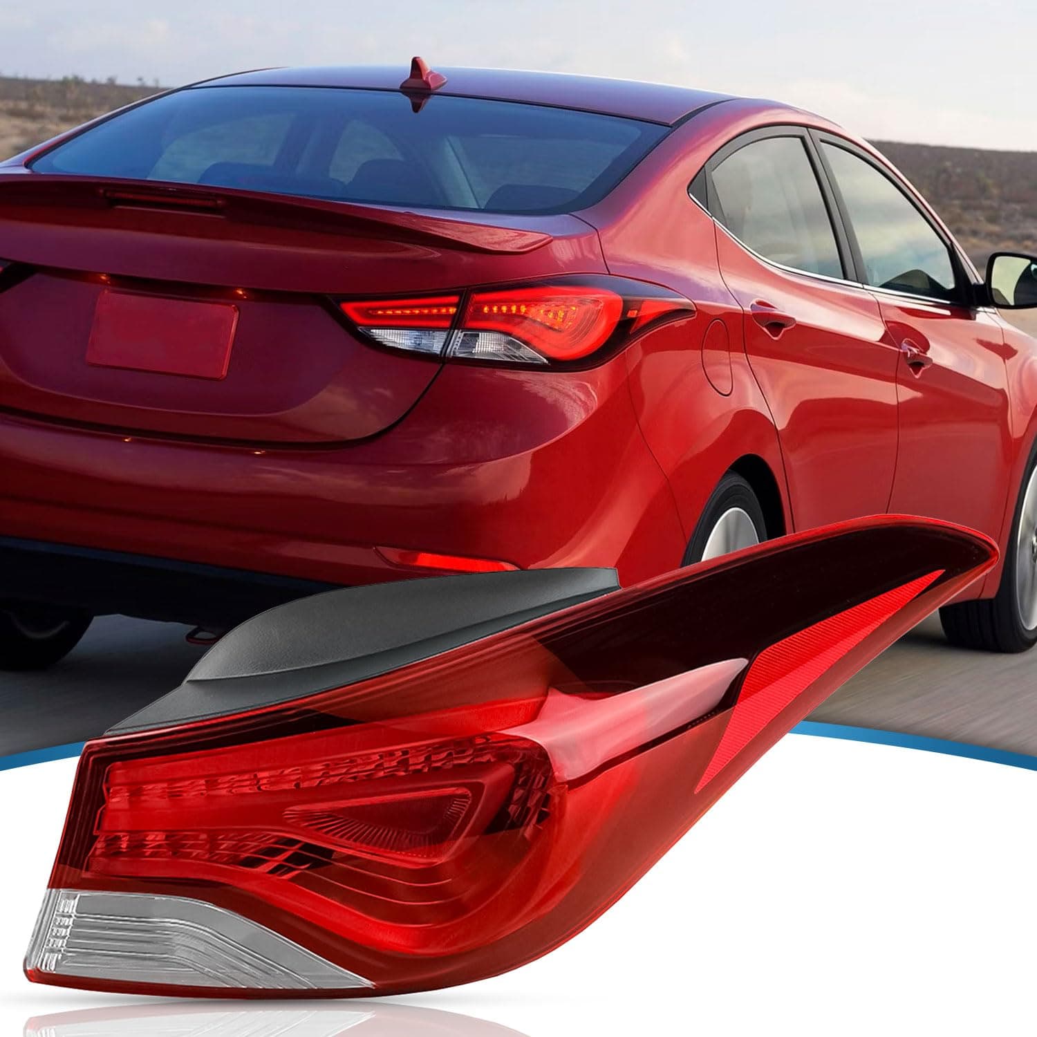 Compatible with 2014-2016 Hyundai Elantra Outer Tail Light Halogen Type 92402-3X230 HY2805130 Passenger Side(Not Compatible with GT)