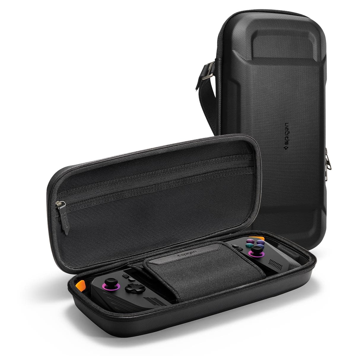 Spigen Rugged Armor Pro Compatible with ASUS ROG Ally X 2024 RC72LA / Rog Ally 2023 RC71L/ MSI Claw A1M / MSI Claw A7 Travel Storage Bag Carry Case - Black