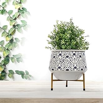 CINAGRO Metal Flower Vase Planter Pot with Iron Stand, Pots for Plants, Plant Pots for Home Decoration, Succulent Pot, Indoor Planter Garden Decor Style: Botanic Bliss