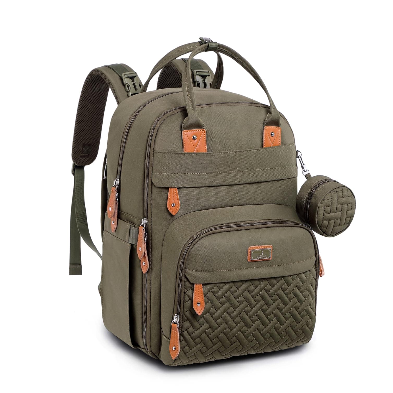 BabbleRoo Diaper Bag Backpack - Baby Essentials Travel Tote - Multi Function Water Resistant Diaper Bag, Travel Essentials Baby Bag with Changing Pad, Stroller Straps & Pacifier Case - Army Green