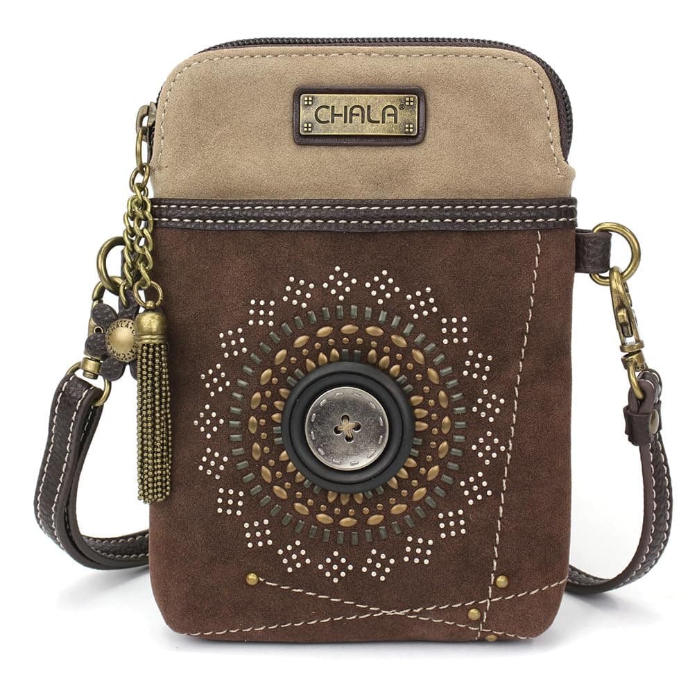 Dazzled Cell Phone Crossbody Purse-Women PU Leather Multicolor Handbag with Adjustable Strap