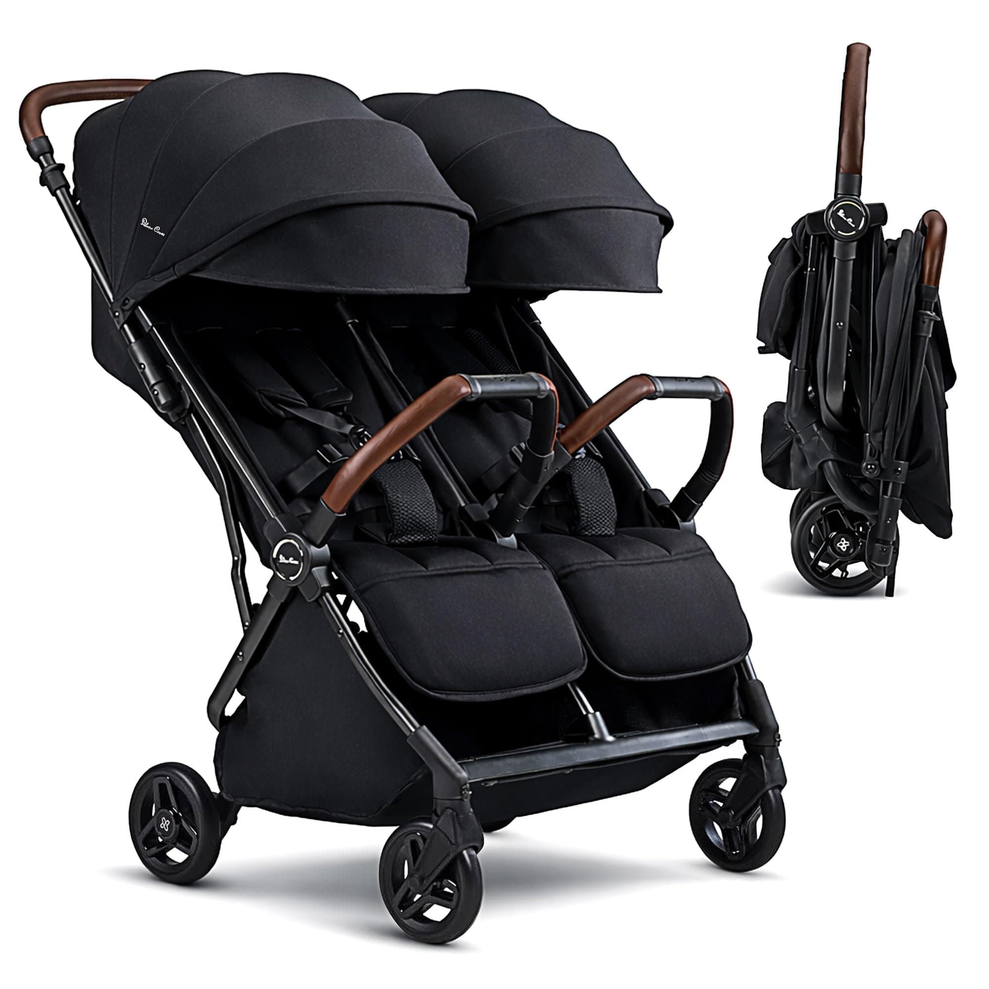 Jet Double - Full Size Side by Side Double Infant & Toddler Stroller - Lightweight, Compact & Easy to Fold, with All-Terrain Wheels – Disney Park Approved, Space Black