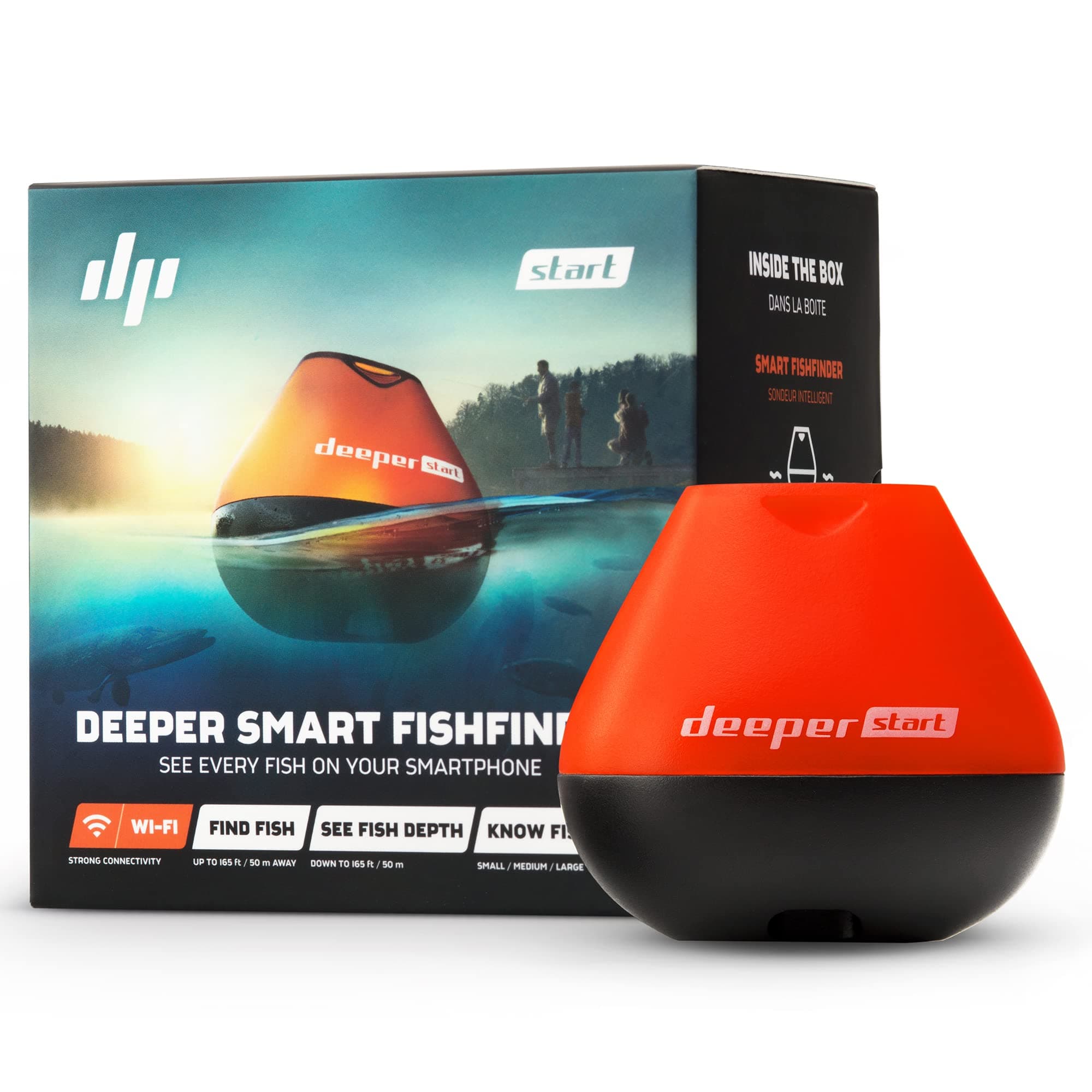 Start Fish Finder - Portable and Depth Finder for Recreational Fishing from Dock, Shore, Bank or Kayak | Castable Deeper Smart Sonar with Free User Friendly App