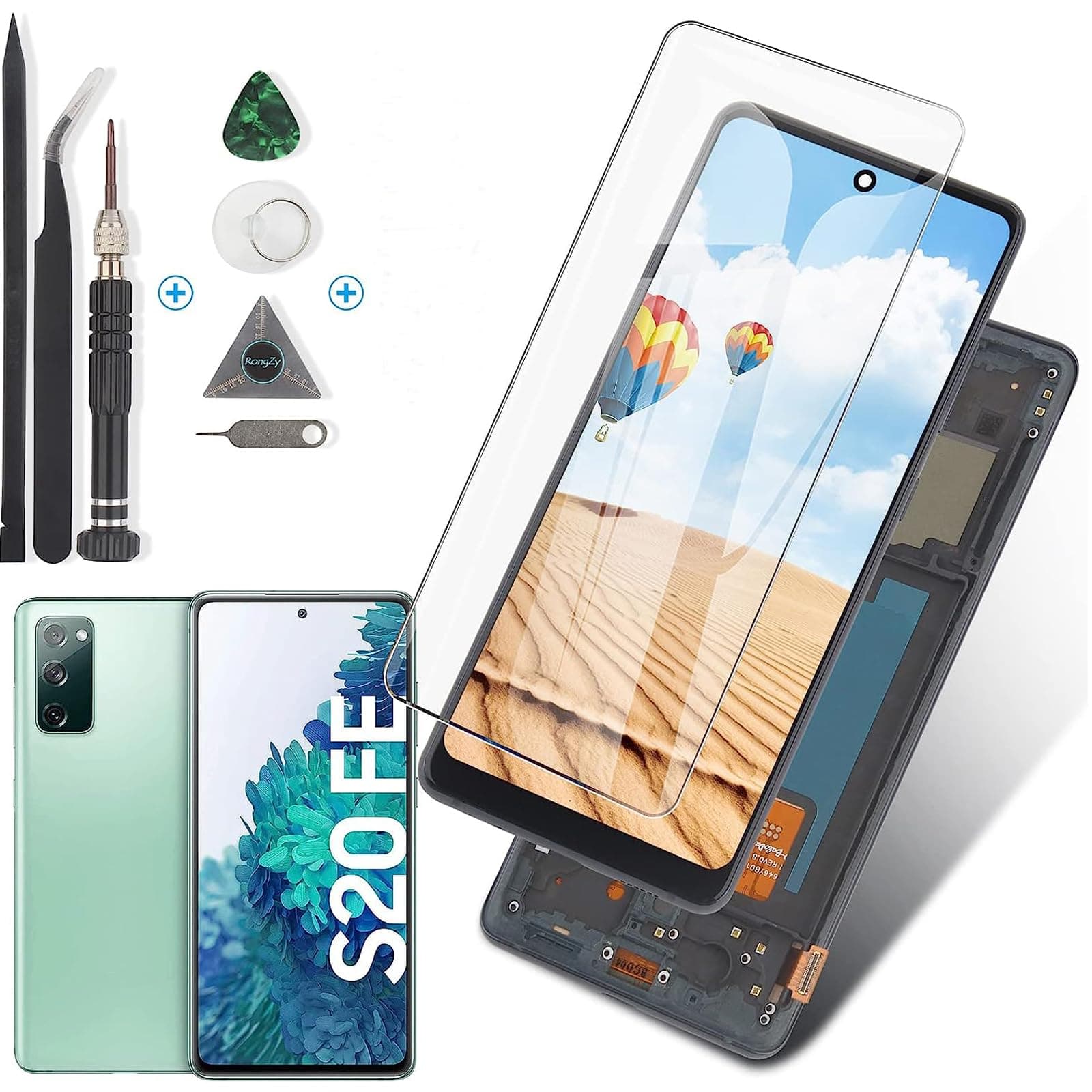 – Display for Samsung Galaxy S20 FE/S20 FE 5G S20 2022 LCD Screen Replacement Digitizer Touch Screen Assembled Replacement with Tools (Black with Frame)