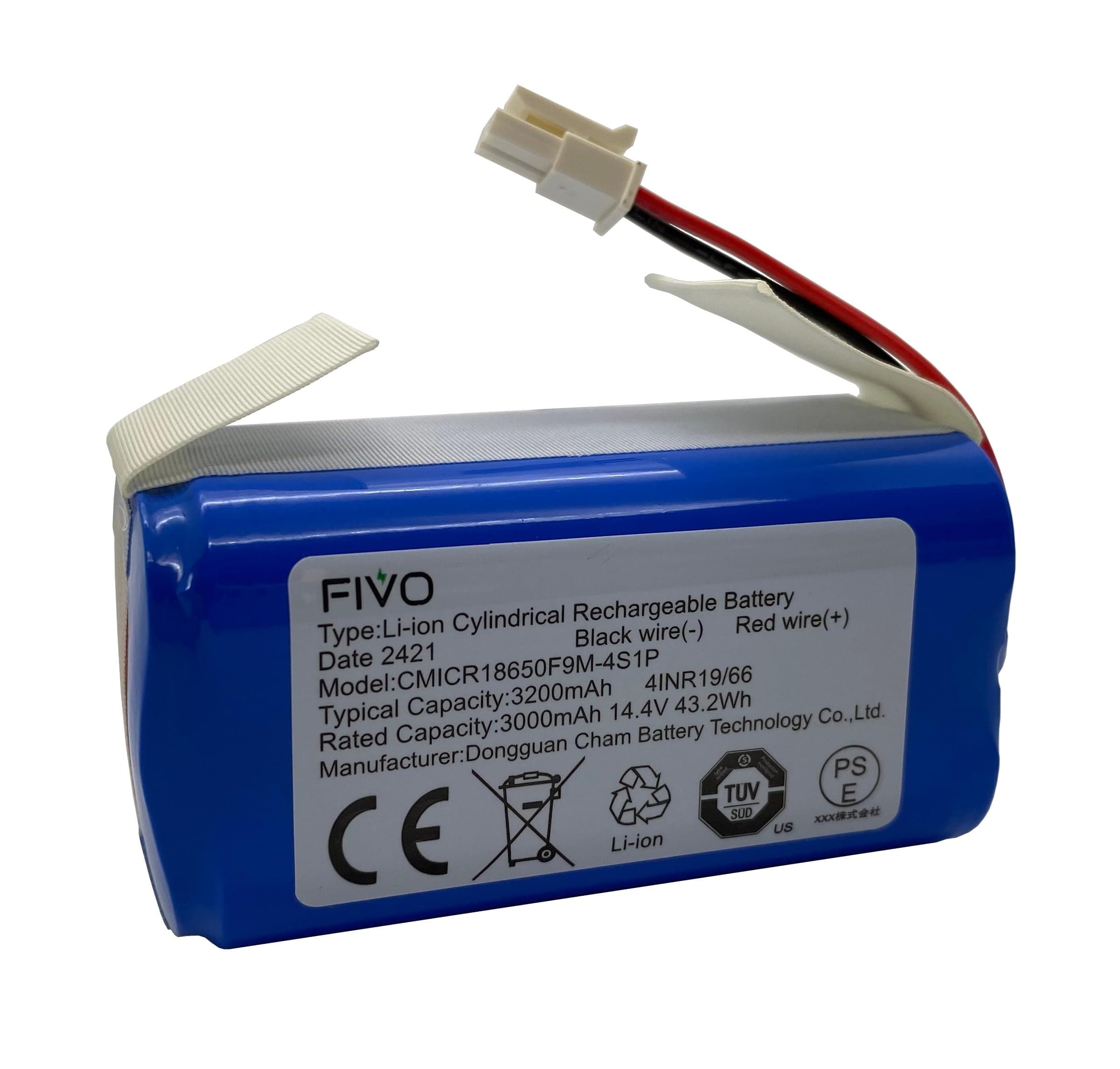 FIVO Replacement Battery Compatible with Coredy R750-2200pa, G800, G850, Kyvol E20, E30, E31 Robot 3200mAh 14.8V