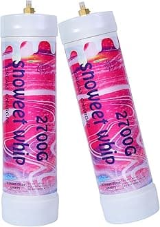 Generic SNOWEET Cream Charger Tanks Original Flavor Steel Whipped Cream Dispensers 4.0L 2700Gram Whipped Cream Canisters with nozzles (Unflavour-2 Cylinders), 240617YW4.0L-2