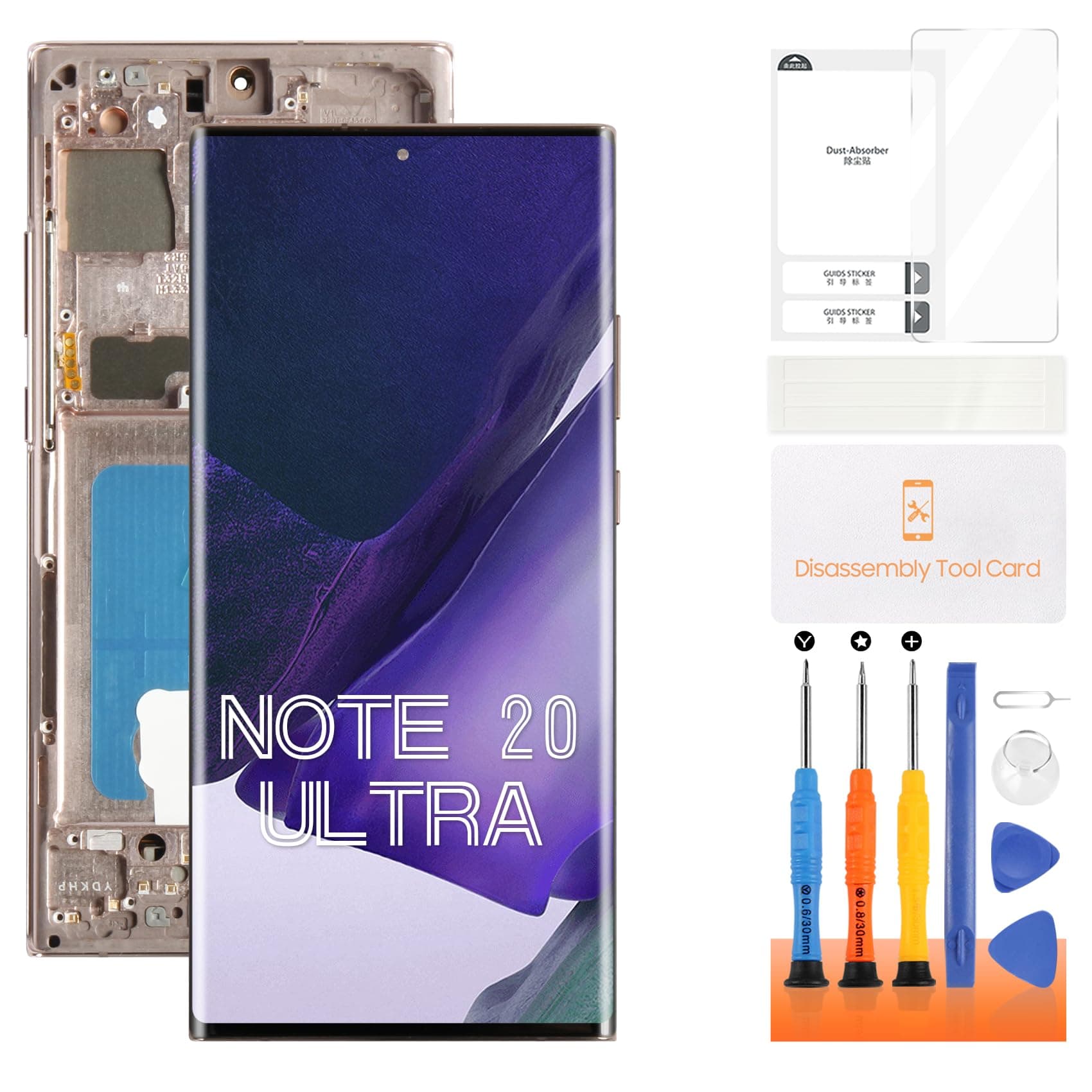 OLED for Samsung Galaxy Note 20 Ultra Screen Replacement for Samsung Note 20 Ultra LCD Display SM-N985 SM-N986U LCD Digitizer Touch Assembly Gold with Frame+Installation Video(Support Fingerprint)