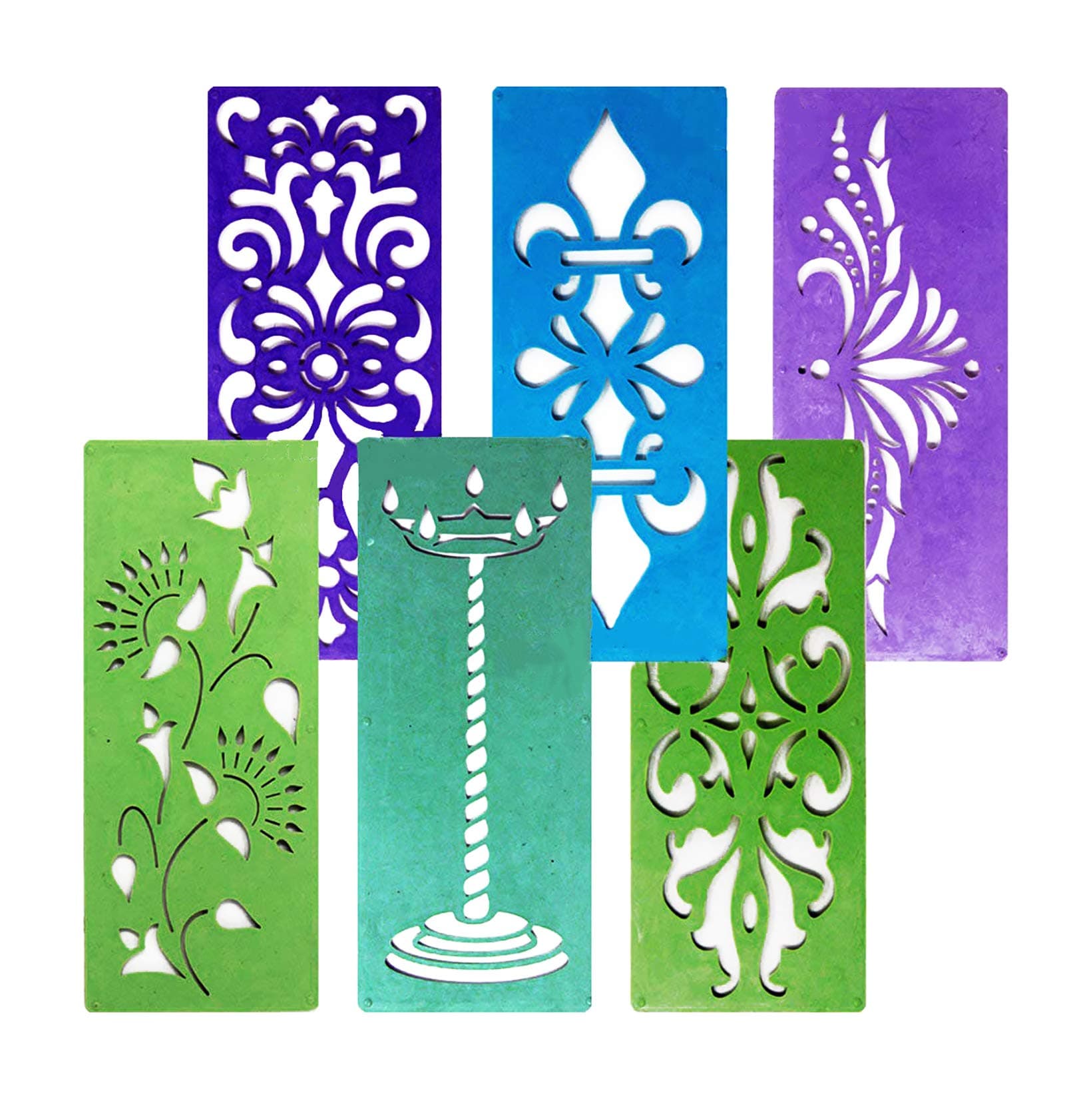 Ascension 6 Different Design Draw Rangoli Making Kit, Rangoli Stamp - Om, Swastik, Flower, Multi & Colourful Rangoli Designs, Rangoli Making Border Stencils,Plastic