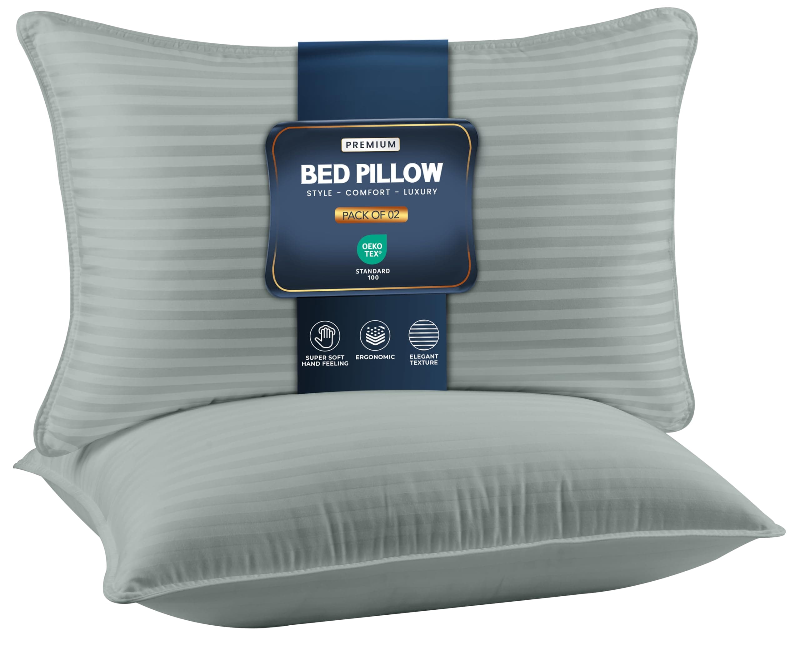 Utopia Bedding Bed Pillows for Sleeping Queen Size (Light Grey), Set of 2, Down Alternative Pillow for Sleeping, Cooling Hotel Quality Pillow Set for Back, Stomach or Side Sleepers