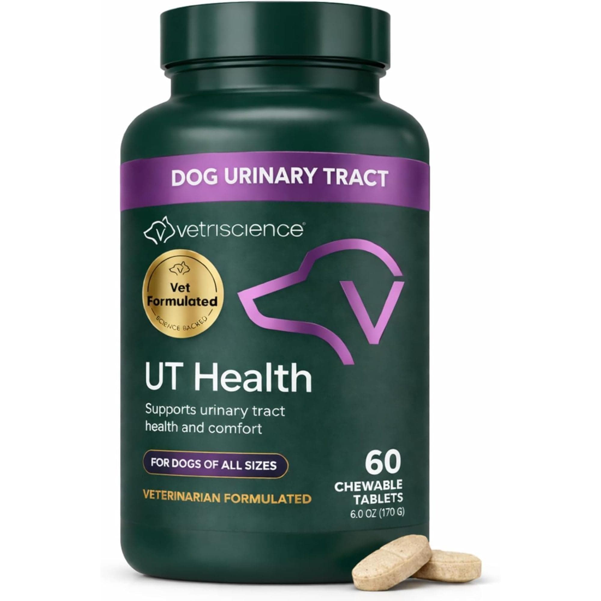 Quick Action UT Health Chewable Tablets, UT Strength STAT Supplement for Dogs, Cranberry, Uva Ursi, and Chanca Piedra to Soothe Urinary Tract Discomfort, Smoke, 90 Count