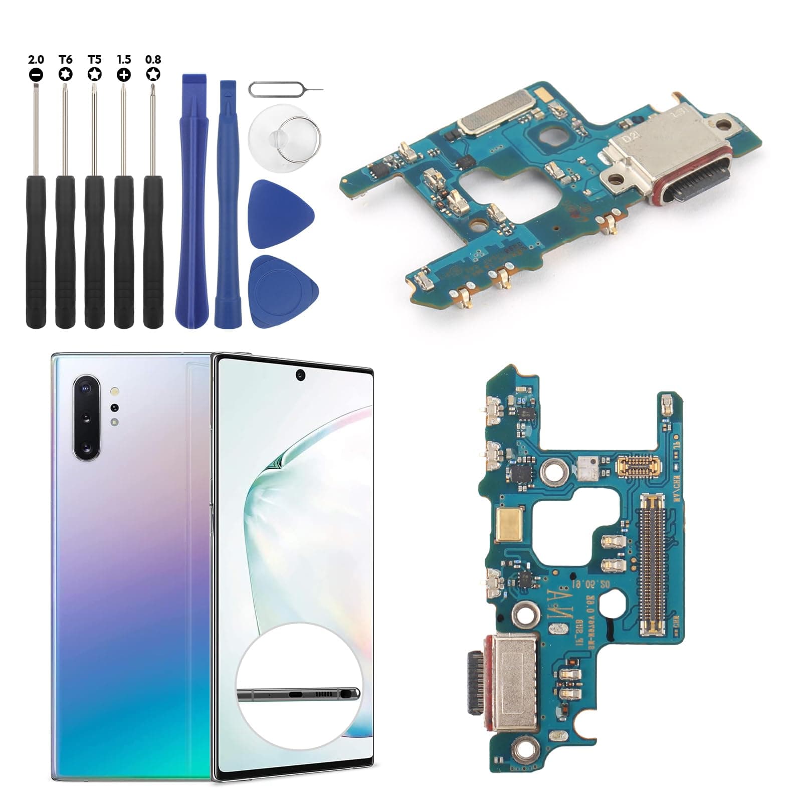 Dock Connector for Samsung Galaxy Note 10 Plus Charging Port Flex Cable Replacement for Samsung Note 10 Plus N976U N976V N976N N976B USB Charger Dock Board Connector with Tools(Black)