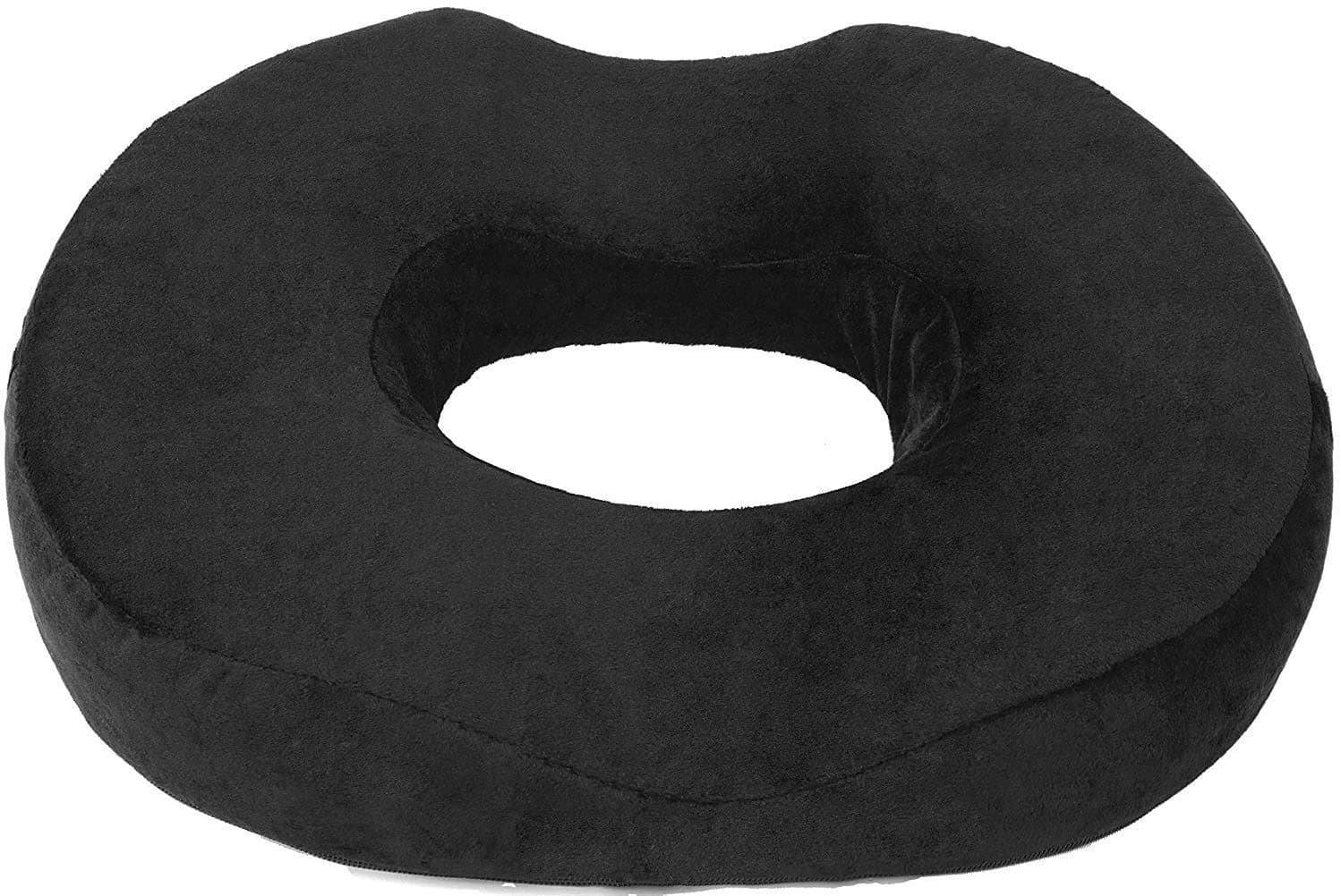 Donut Pillow Seat Cushion Orthopedic Design| Tailbone & Coccyx Memory Foam Pillow | Relieve Pain and Pressure for Hemorrhoid, Pregnancy Post Natal, Surgery, Sciatica (Black)