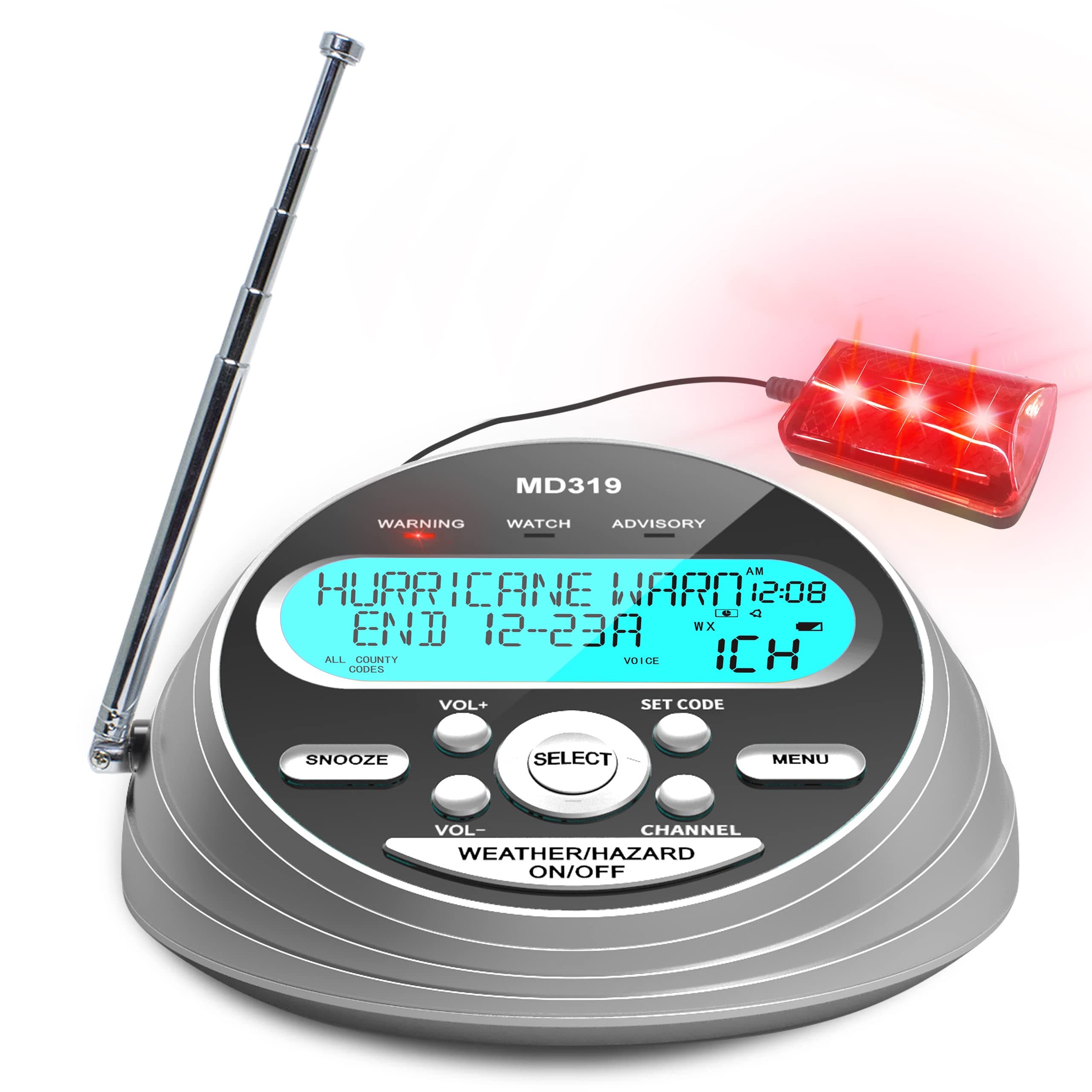 NOAA Weather Radio-S.A.M.E. Local Programming, Weather Alarm Radio with 80+ Emergency Alerts, NOAA Weather Radio with Battery Backup, Alarm Clock, Warning Light