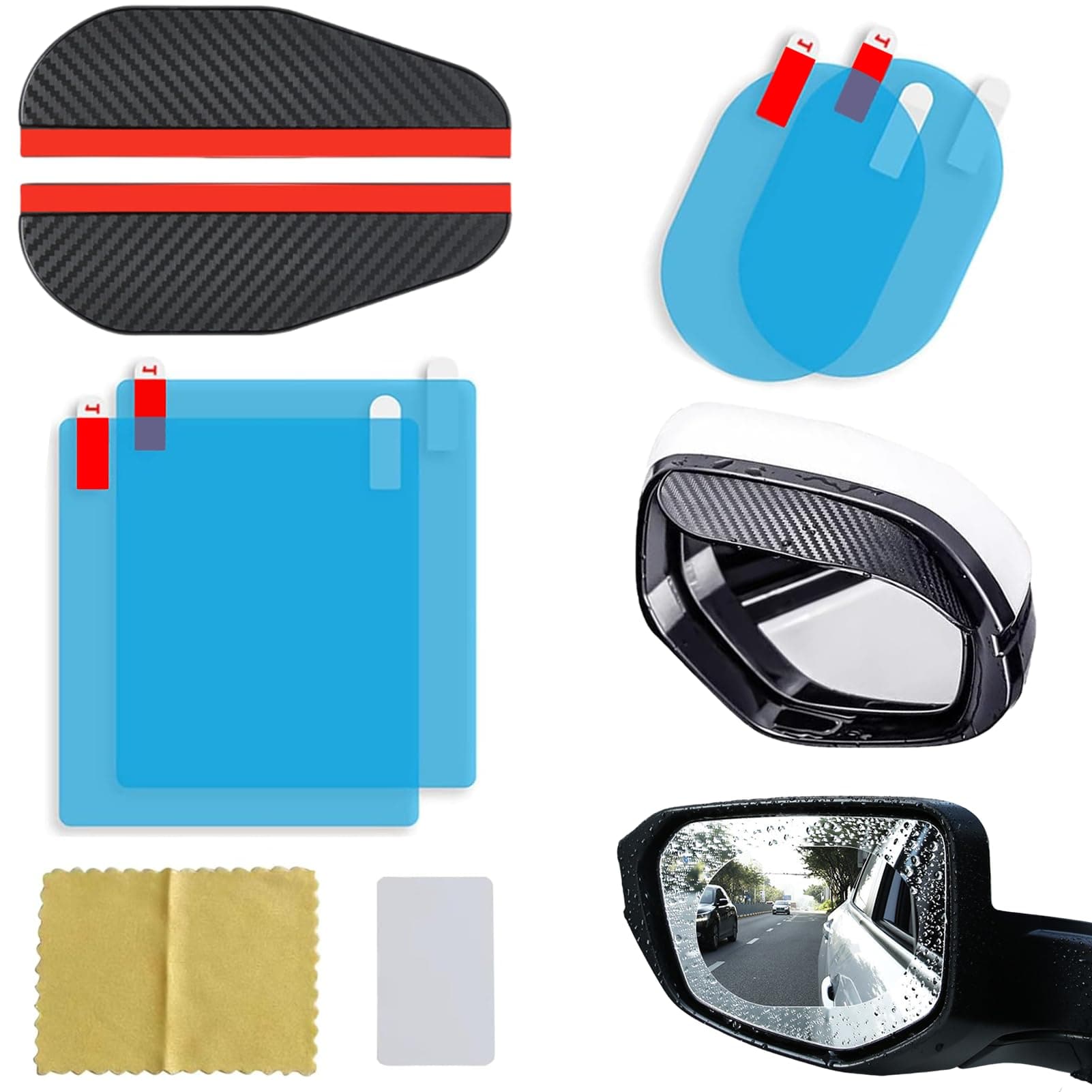 Car Mirror Rain Protector 8 Pcs Wing Mirror Rain Deflector, Wing Mirror Cover Easy to Use Side Mirror Rain Protector Rainproof Anti-Fog Protect Rearview Mirrors from Rain Interference