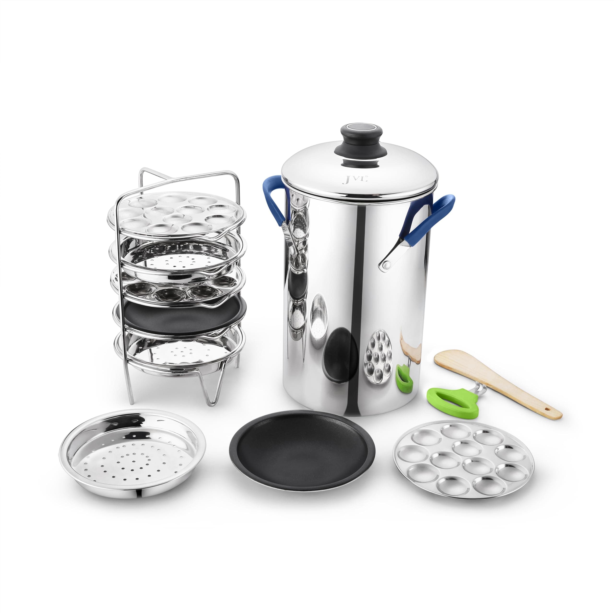 JVL Stainless Steel Multi Purpose Maker Full Set, Includes 1 Cooker, 5 Each o...