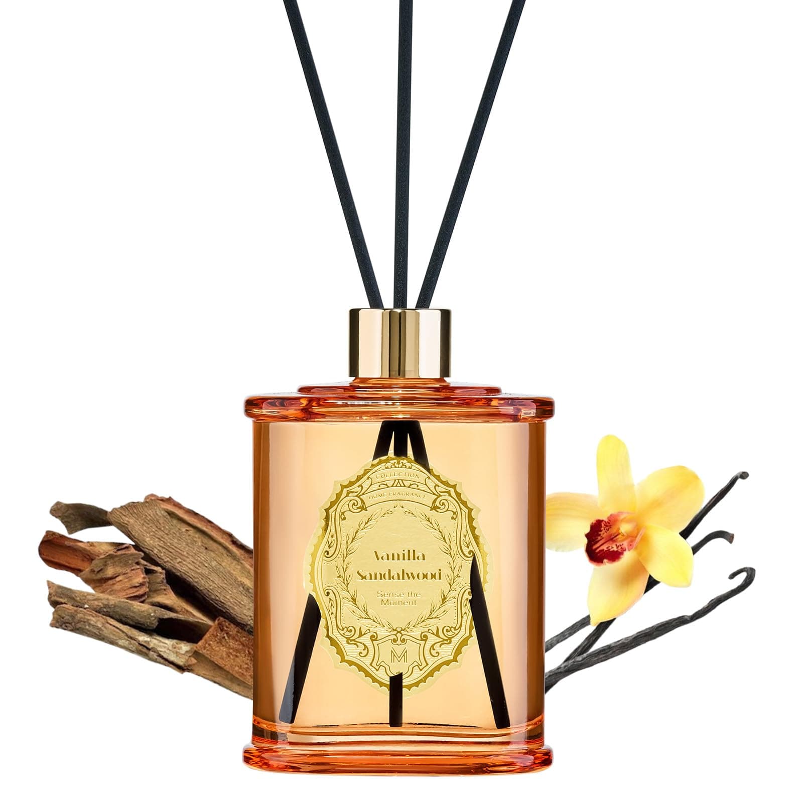 8.4 oz Large Reed Diffuser for Home | Vanilla Sandalwood Scent Home Oil Diffuser with Sticks | Bedroom Bathroom Living Room Decor